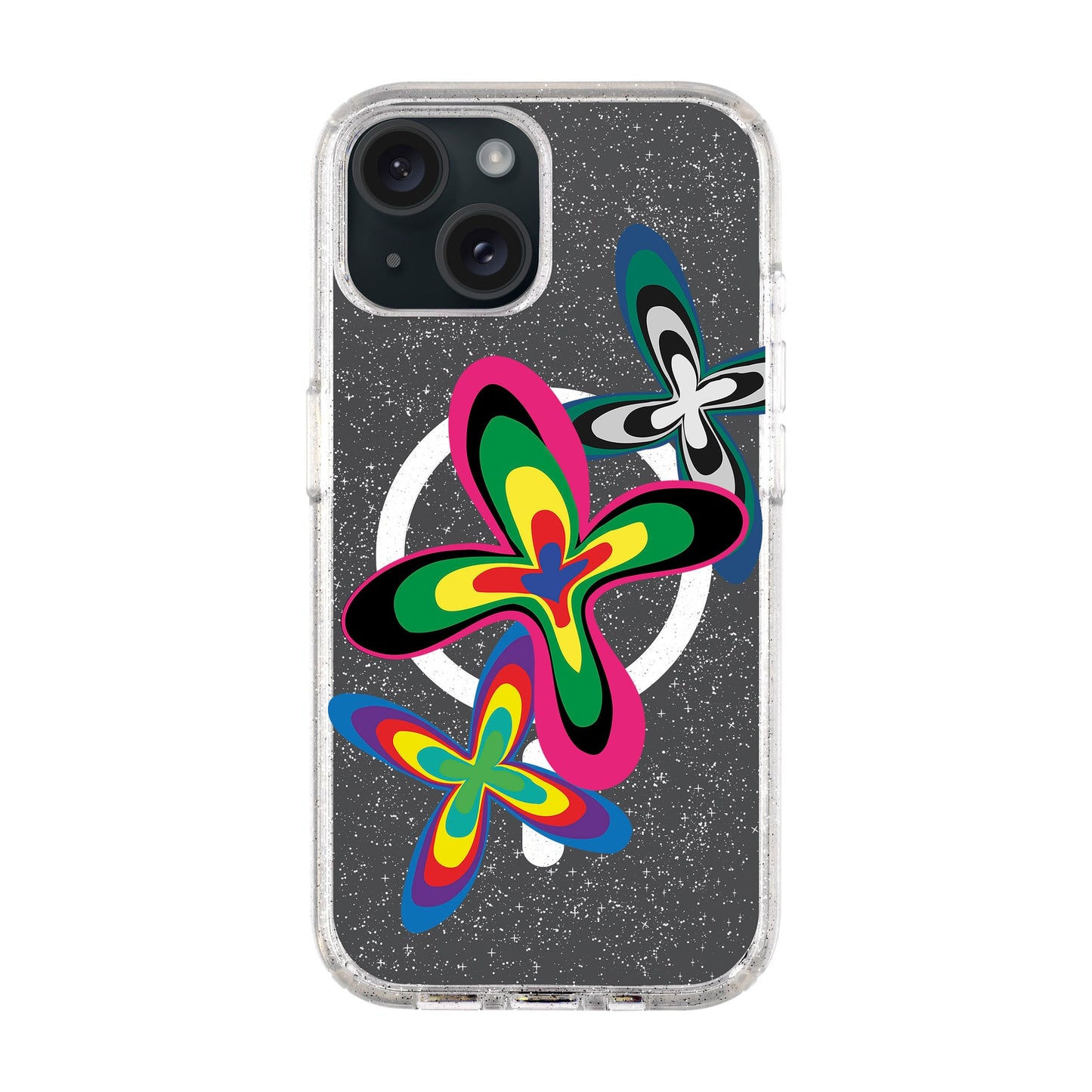 COLOR FLOWER-iPhone 14 Plus Shiny Kılıf MagSafe Özellikli