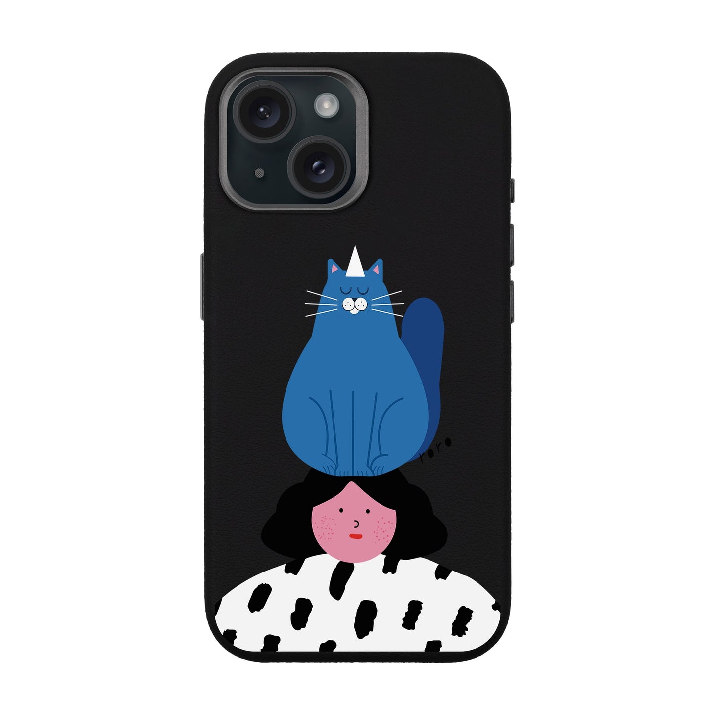 NAUGHTY CAT-iPhone 15 Leather Premium Kılıf MagSafe Özellikli