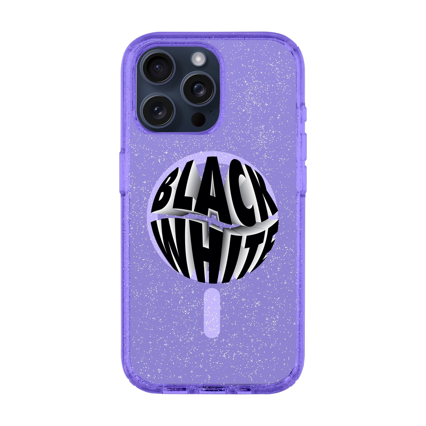 BLACK WHITE-iPhone 15 Pro Max Shiny Kılıf MagSafe Özellikli