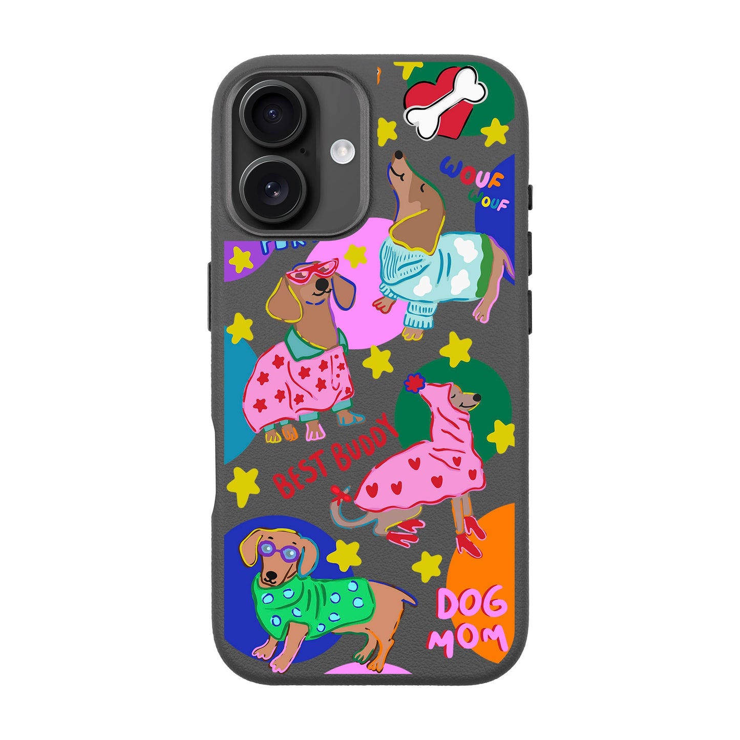 DOG MOM-iPhone 16 Plus Leather Premium Kılıf MagSafe Özellikli