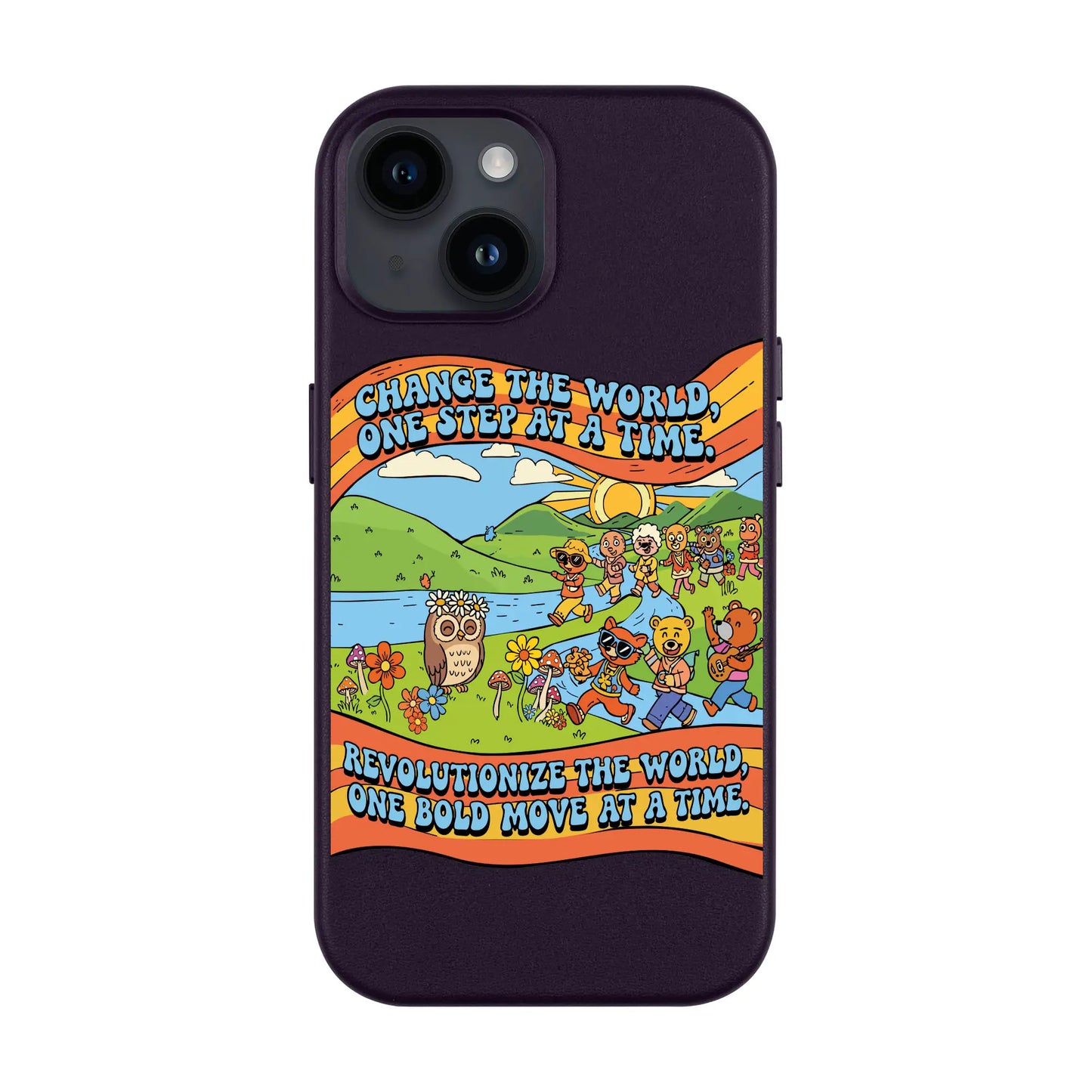 CHANGE THE WORLD-iPhone 14 Leather Kılıf MagSafe Özellikli