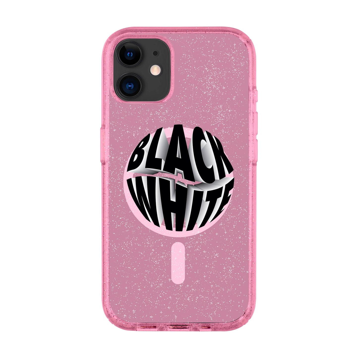 BLACK WHITE-iPhone 11 Shiny Kılıf MagSafe Özellikli