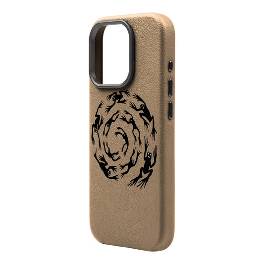 SWIRLING FROGS-Leather Premium Kılıf MagSafe Özellikli - iPhone 16 Pro Max