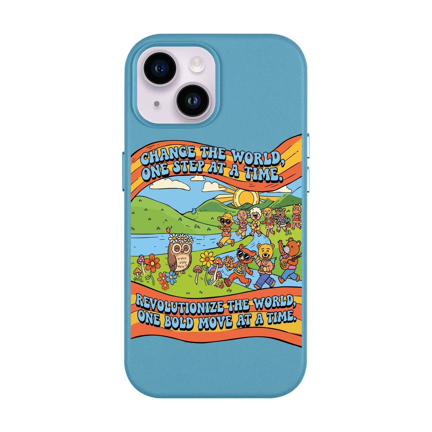 CHANGE THE WORLD-iPhone 14 Leather Kılıf MagSafe Özellikli