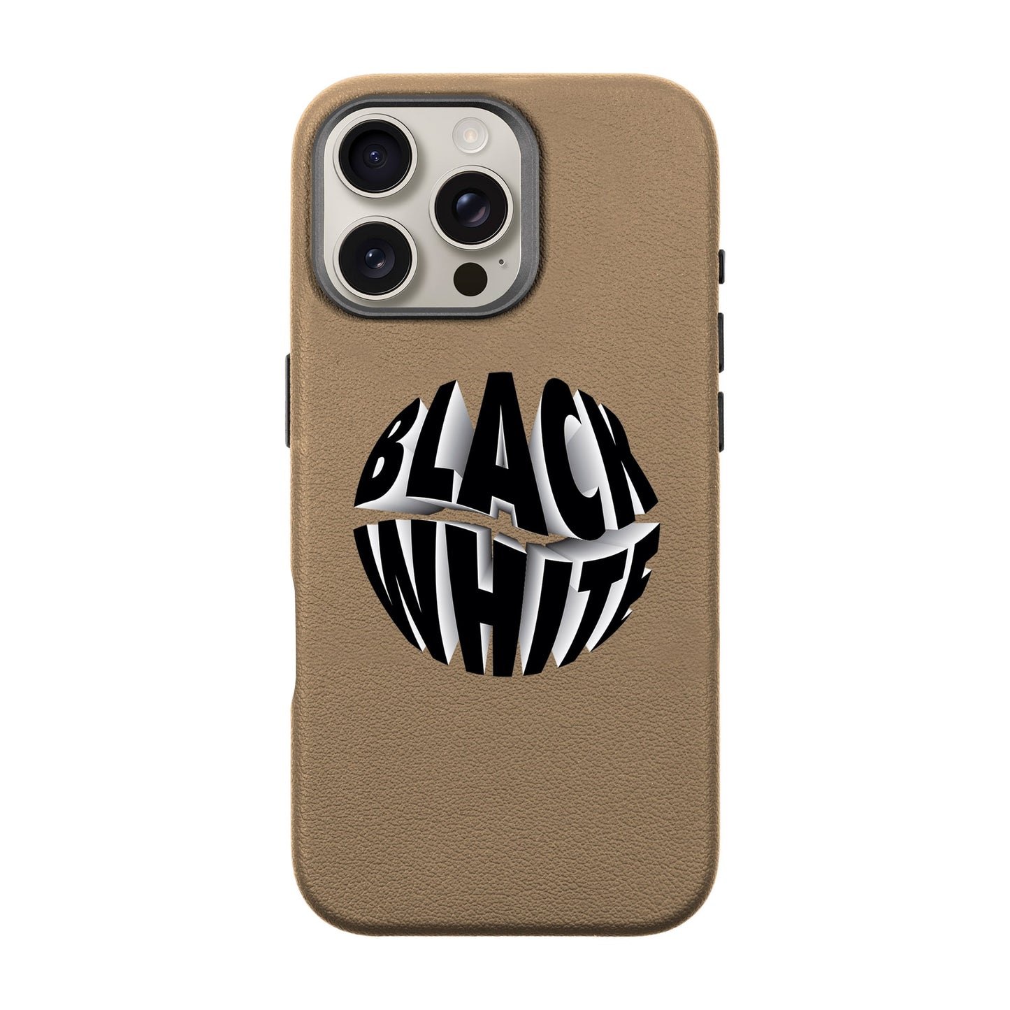 BLACK WHITE-iPhone 16 Pro Max Leather Premium Kılıf MagSafe Özellikli