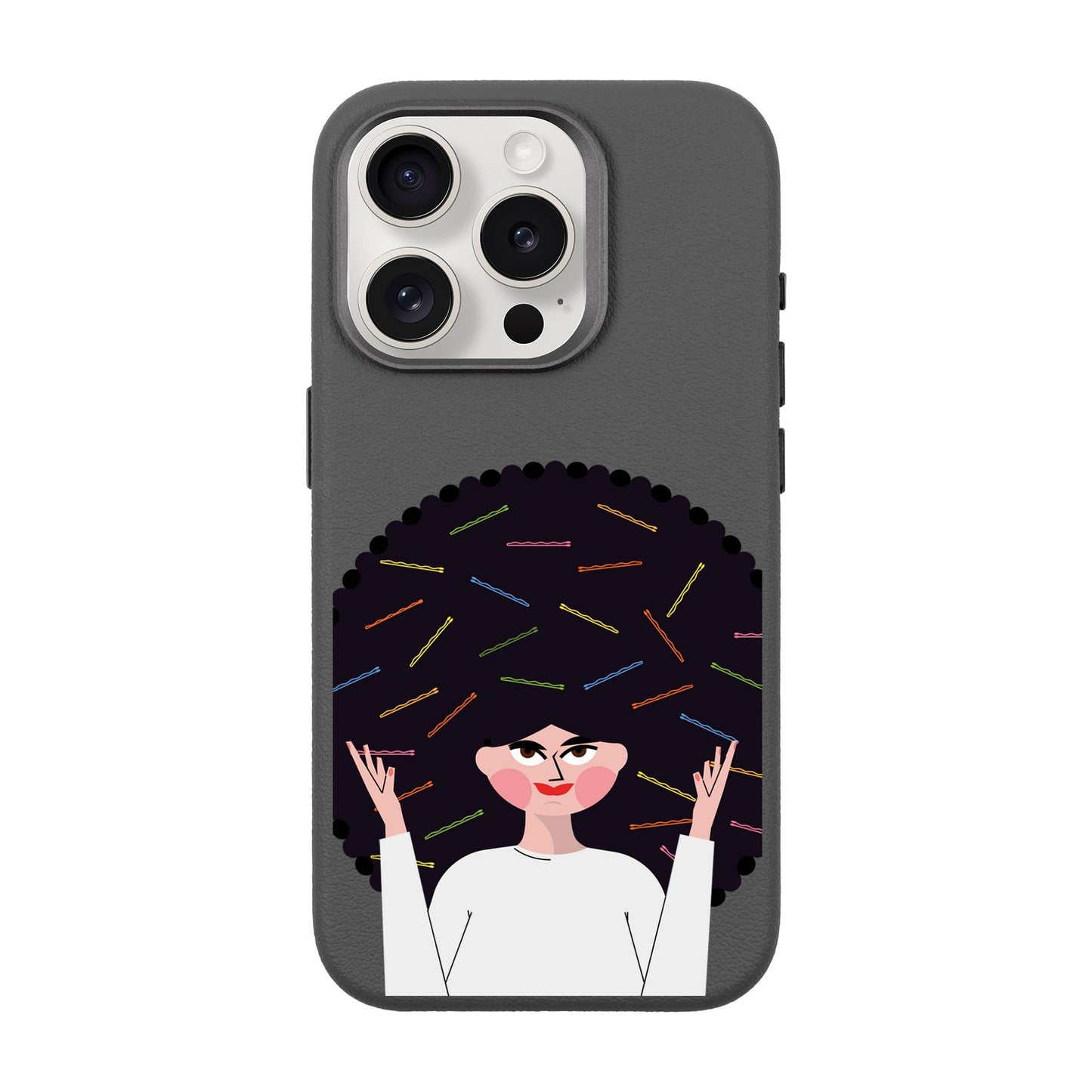 TANGLES OF HAPPINESS-iPhone 15 Pro Leather Premium Kılıf MagSafe Özellikli