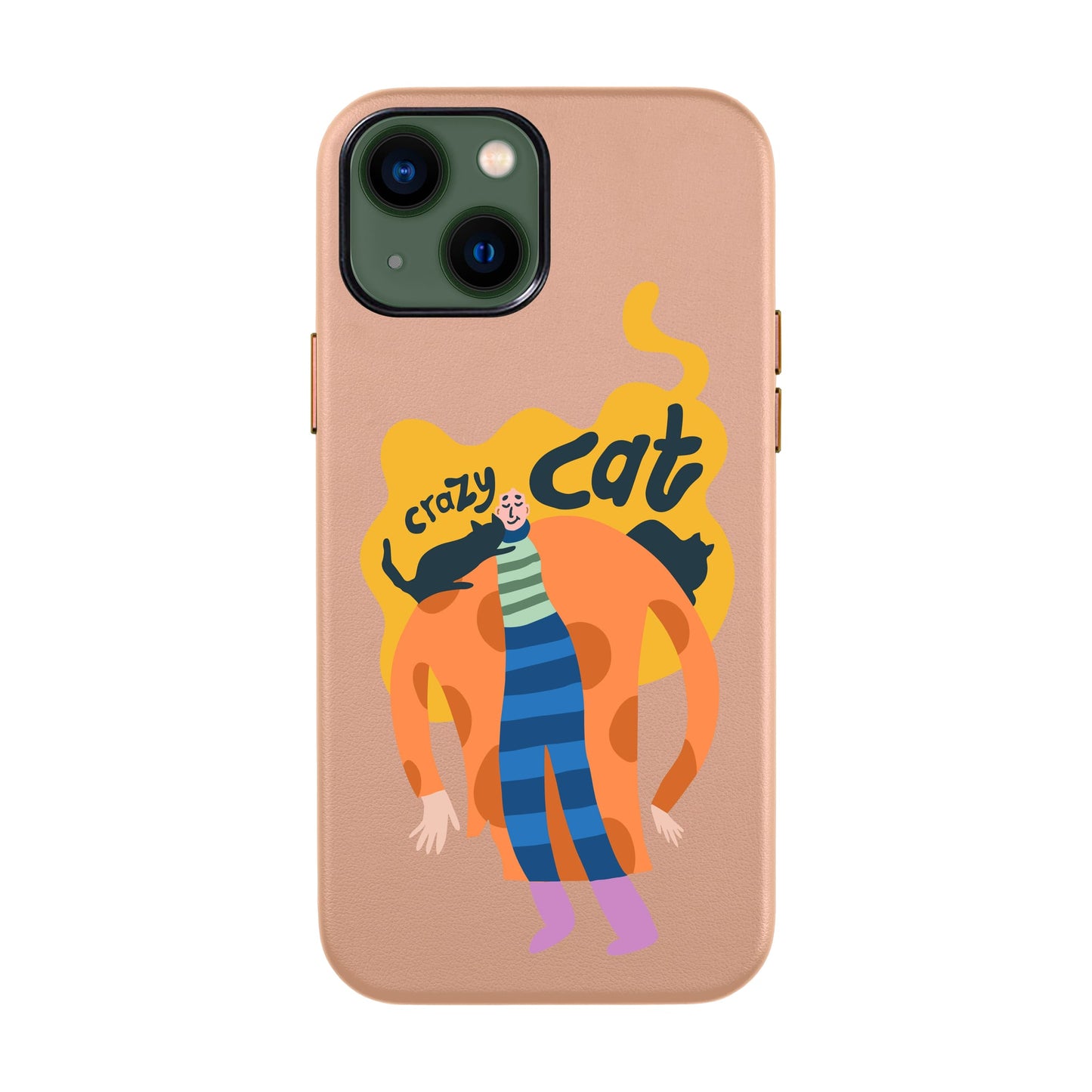 CRAZY CAT-iPhone 13 Mini Leather Kılıf