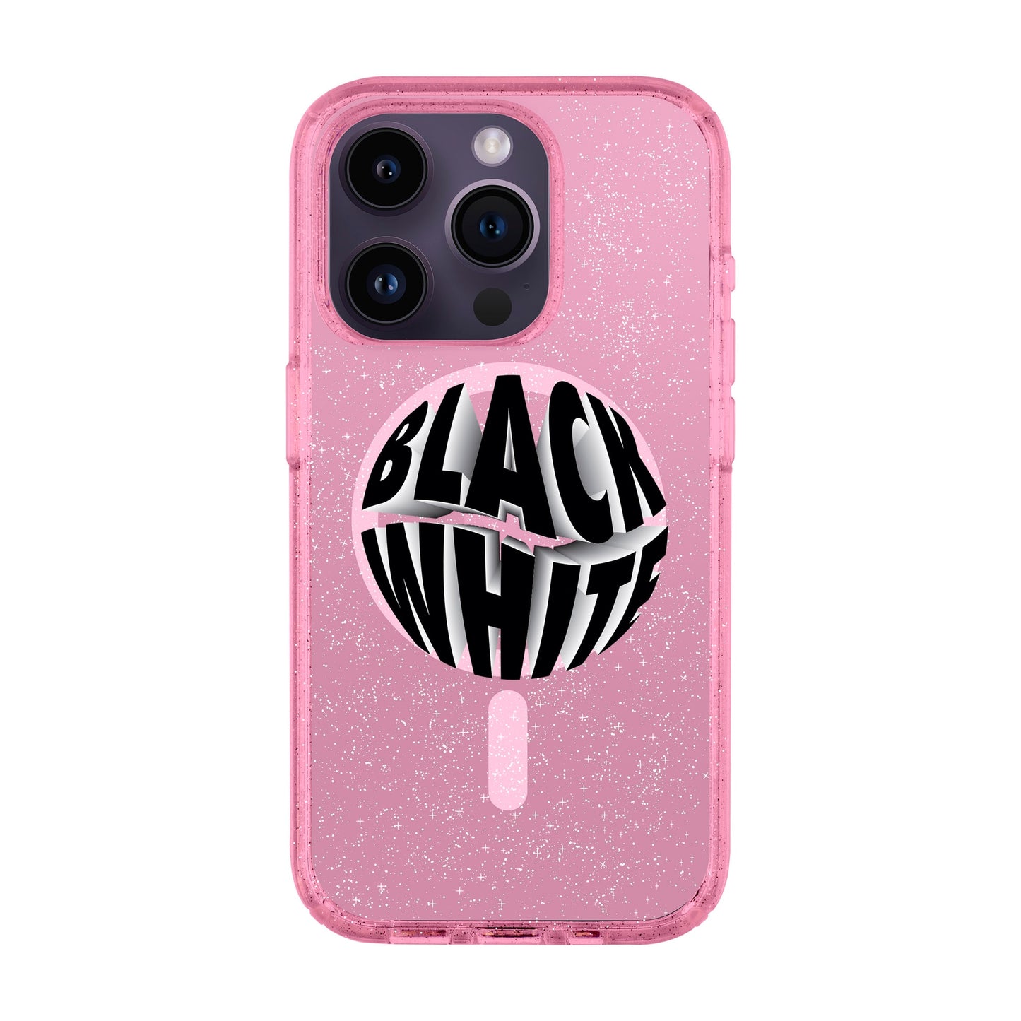 BLACK WHITE-iPhone 14 Pro Shiny Kılıf MagSafe Özellikli