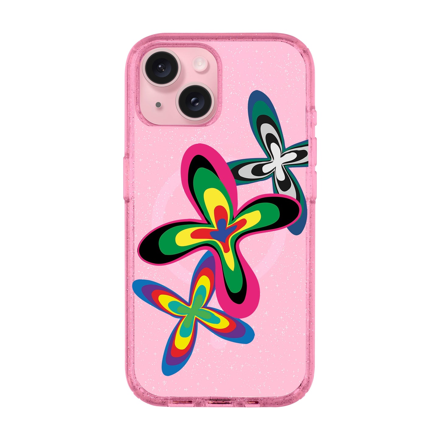 COLOR FLOWER-iPhone 15 Plus Shiny Kılıf MagSafe Özellikli
