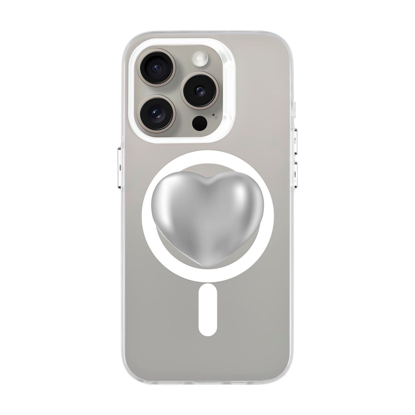 SILVER HEART-iPhone 15 Pro Hold Kılıf MagSafe Özellikli