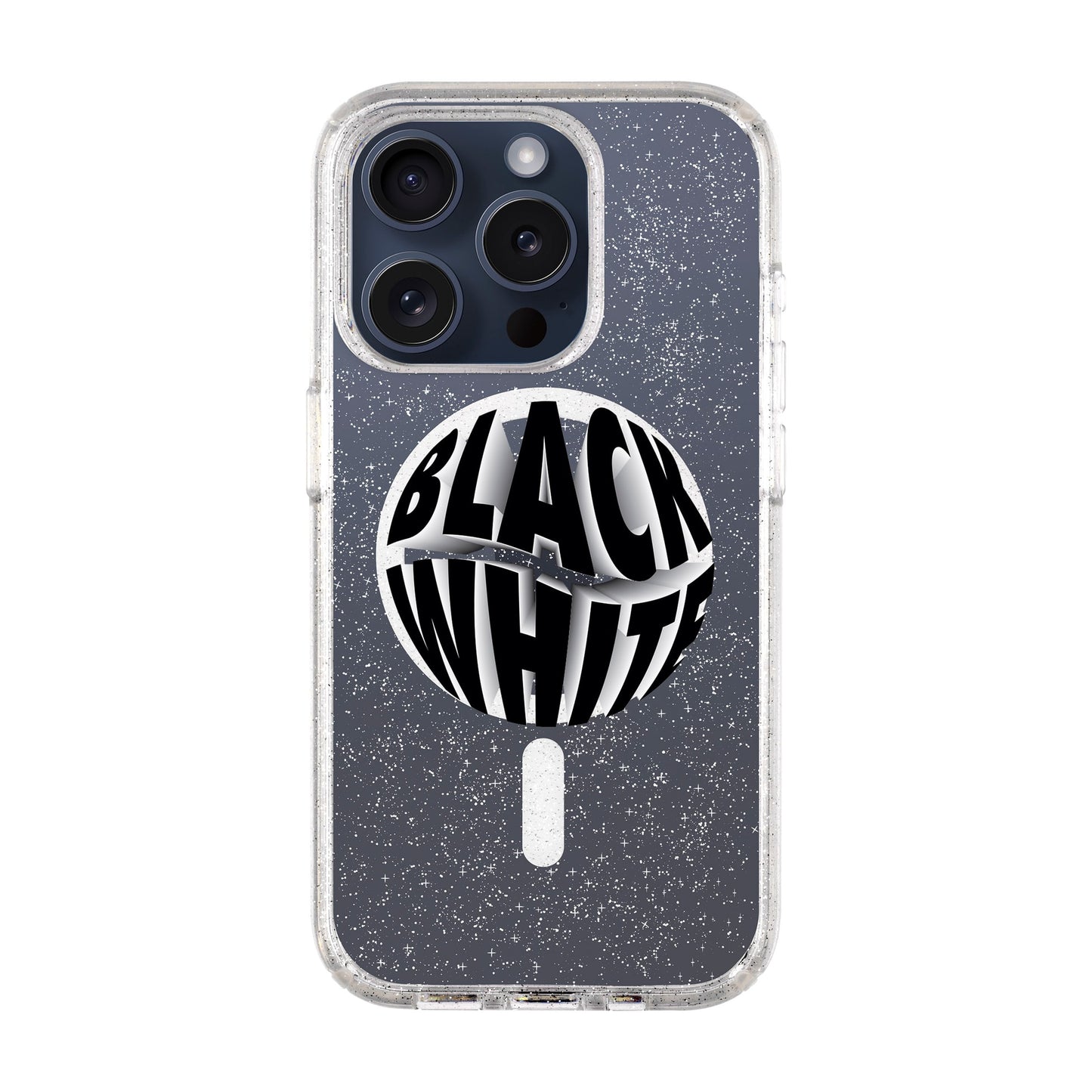 BLACK WHITE-iPhone 15 Pro Shiny Kılıf MagSafe Özellikli