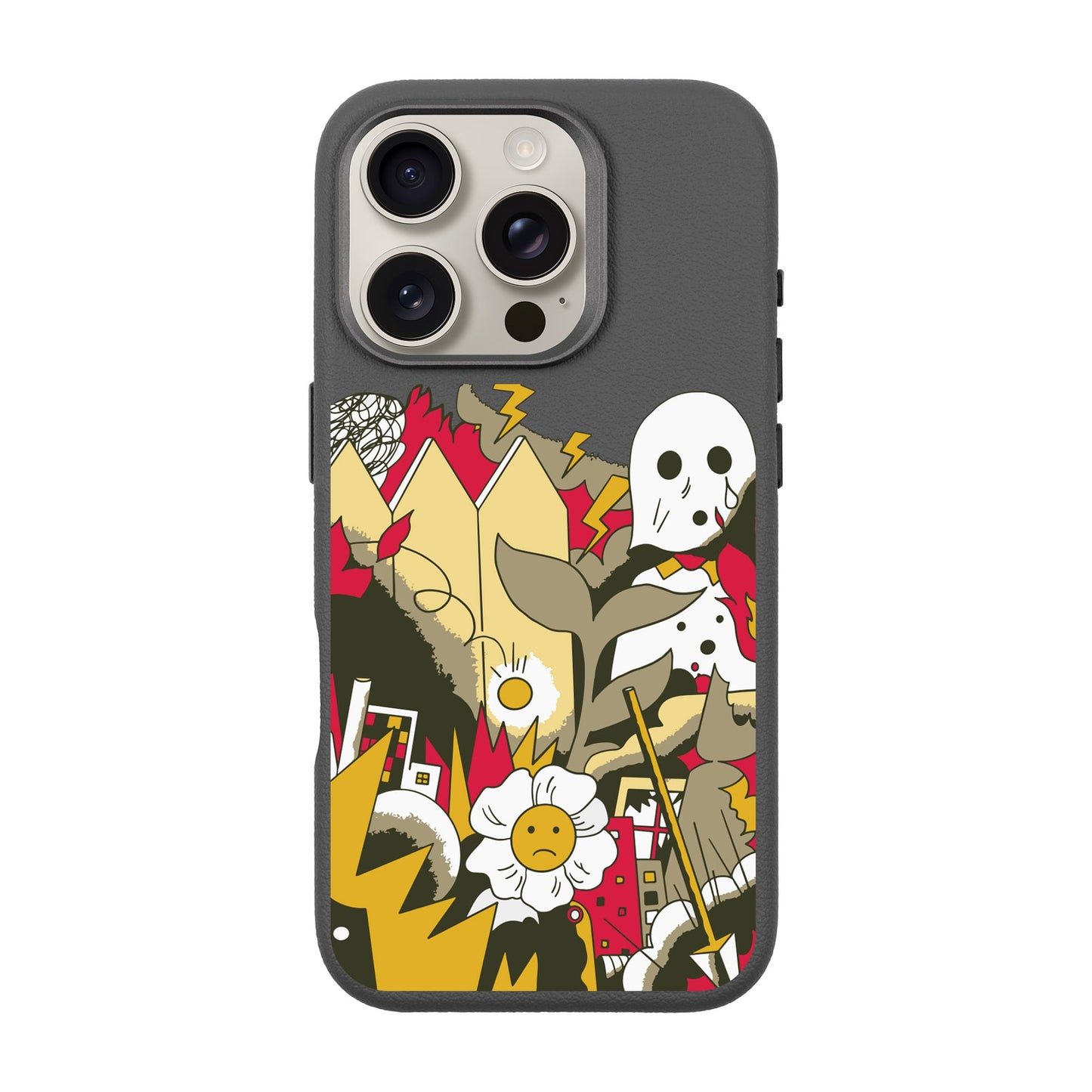 EVERYTHING IS BURNING-iPhone 16 Pro Leather Premium Kılıf MagSafe Özellikli