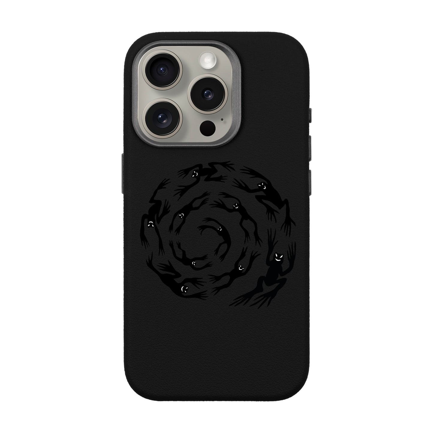 SWIRLING FROGS-iPhone 15 Pro Leather Premium Kılıf MagSafe Özellikli
