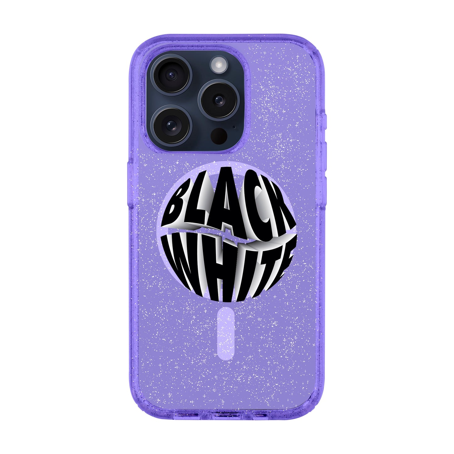 BLACK WHITE-iPhone 15 Pro Shiny Kılıf MagSafe Özellikli