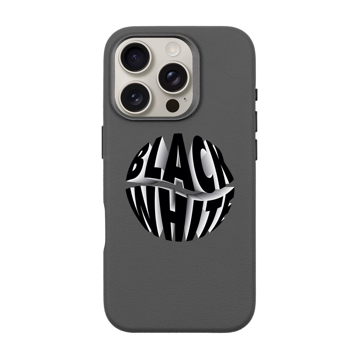 BLACK WHITE-iPhone 16 Pro Leather Premium Kılıf MagSafe Özellikli