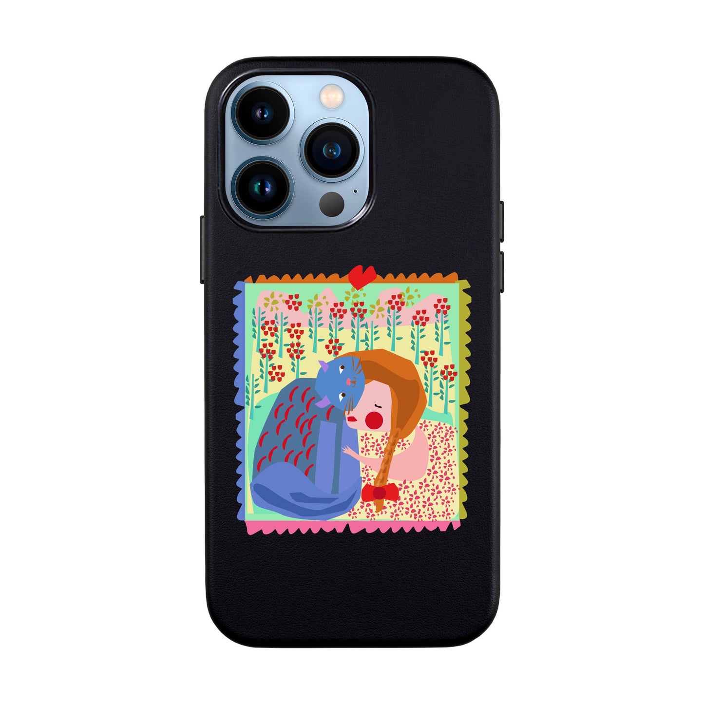 KEDİ POSTA PULU-iPhone 13 Pro Max Leather Kılıf