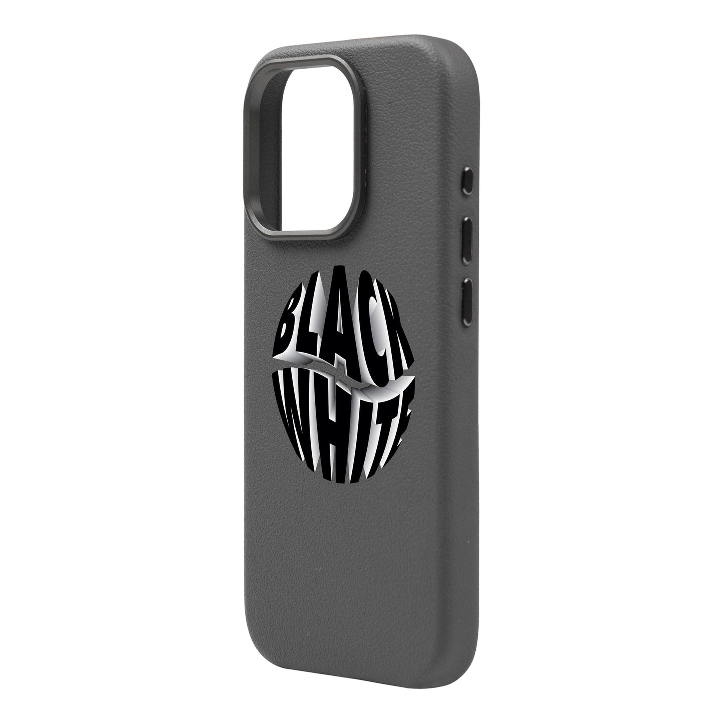 BLACK WHITE-iPhone 16 Pro Max Leather Premium Kılıf MagSafe Özellikli