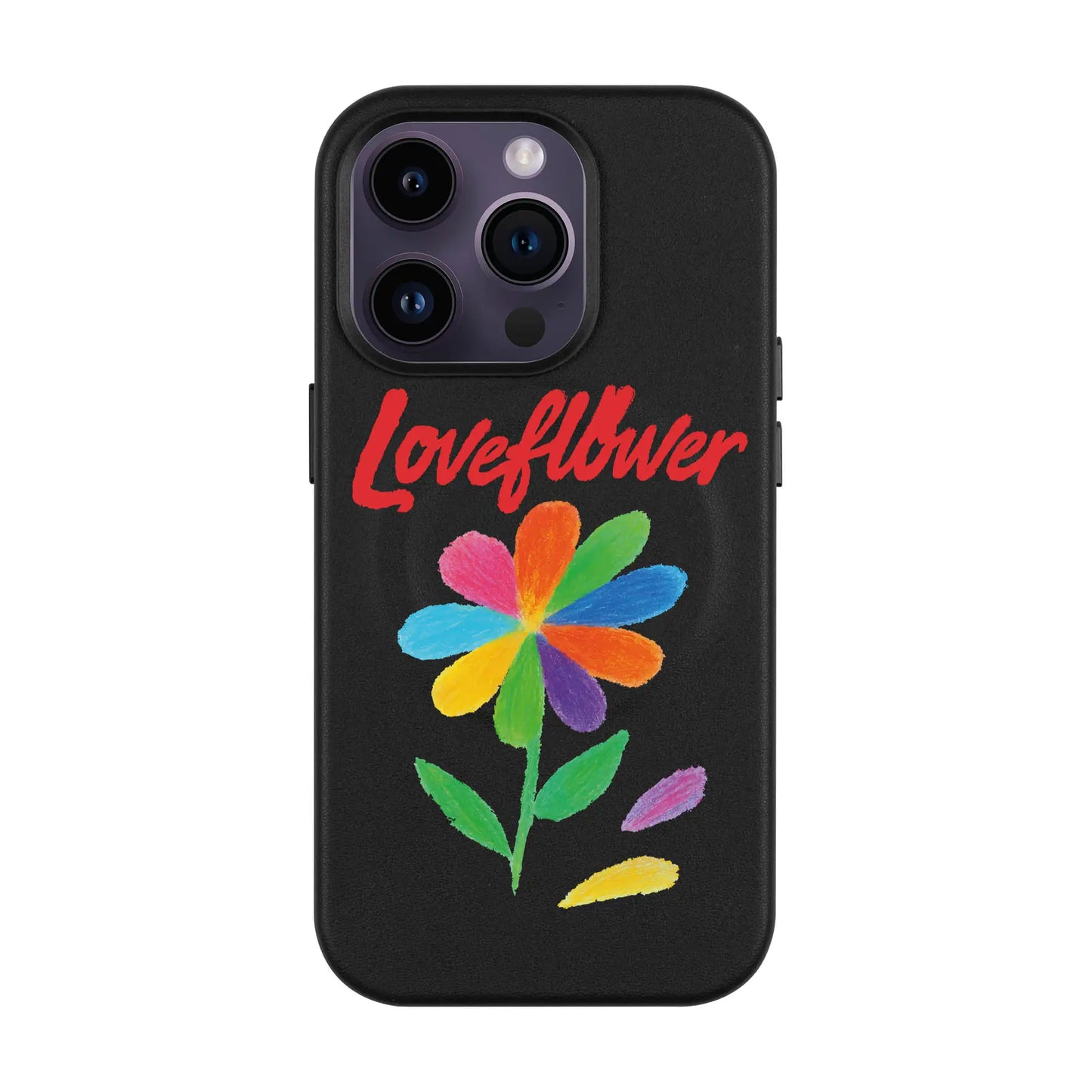 LOVE FLOWER-iPhone 14 Pro Leather Kılıf MagSafe Özellikli