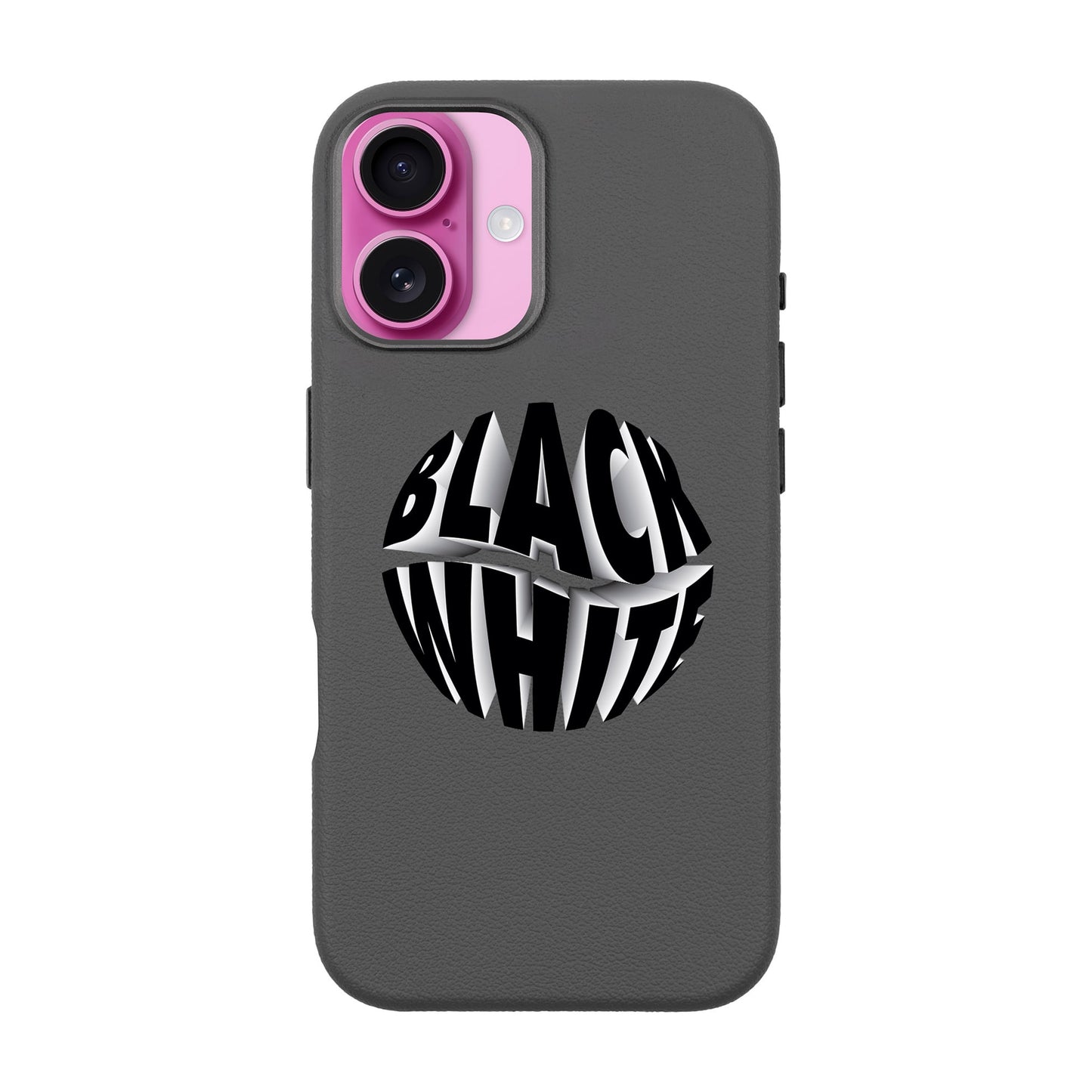 BLACK WHITE-iPhone 16 Plus Leather Premium Kılıf MagSafe Özellikli