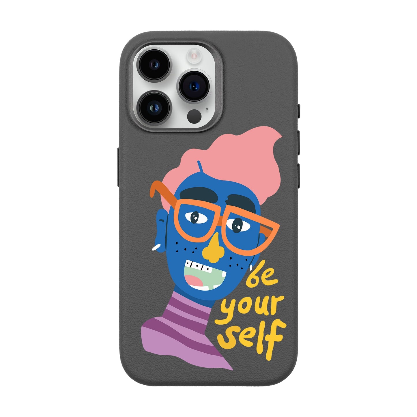 BE YOURSELF-iPhone 14 Pro Max Leather Premium Kılıf MagSafe Özellikli