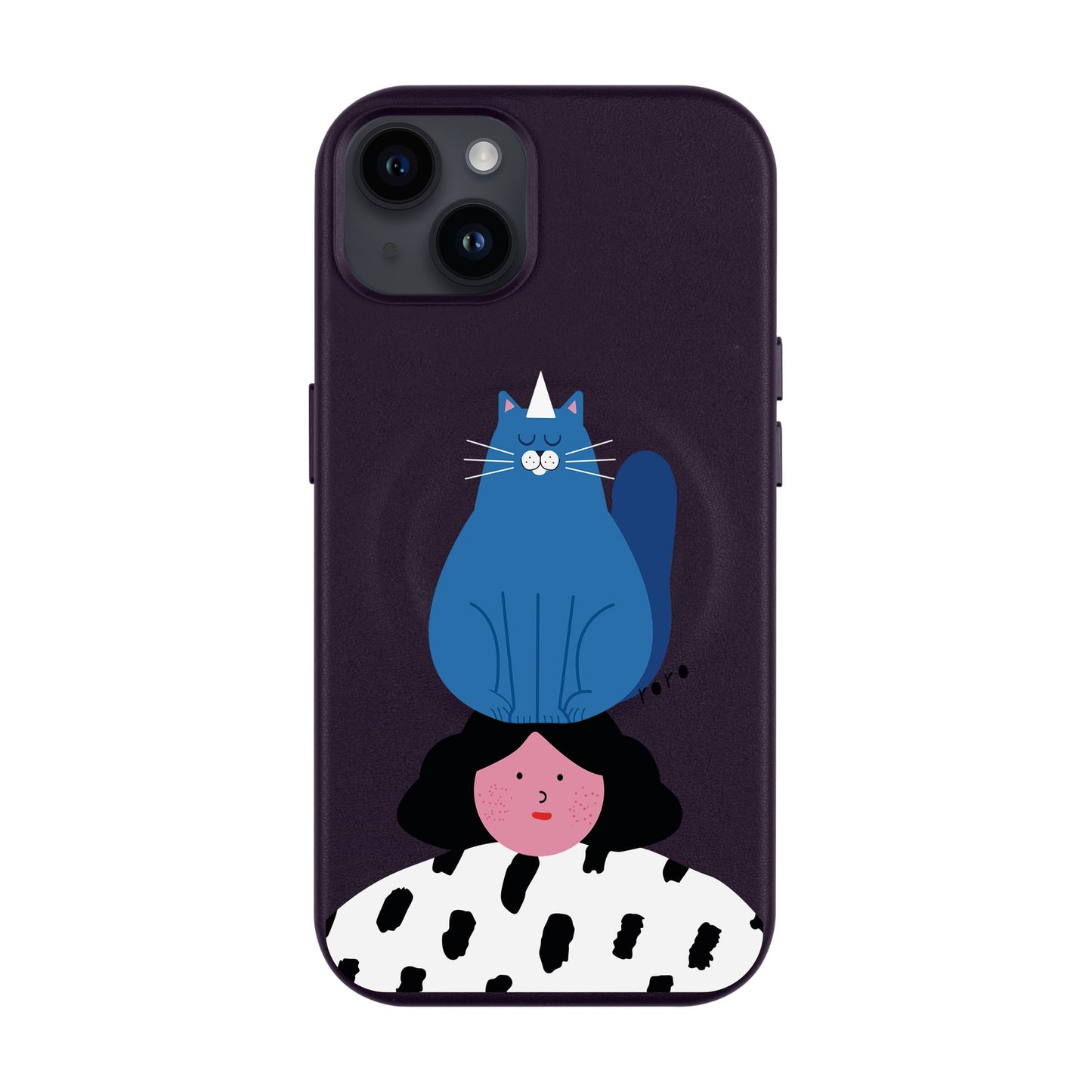 NAUGHTY CAT-iPhone 14 Plus Leather Kılıf MagSafe Özellikli