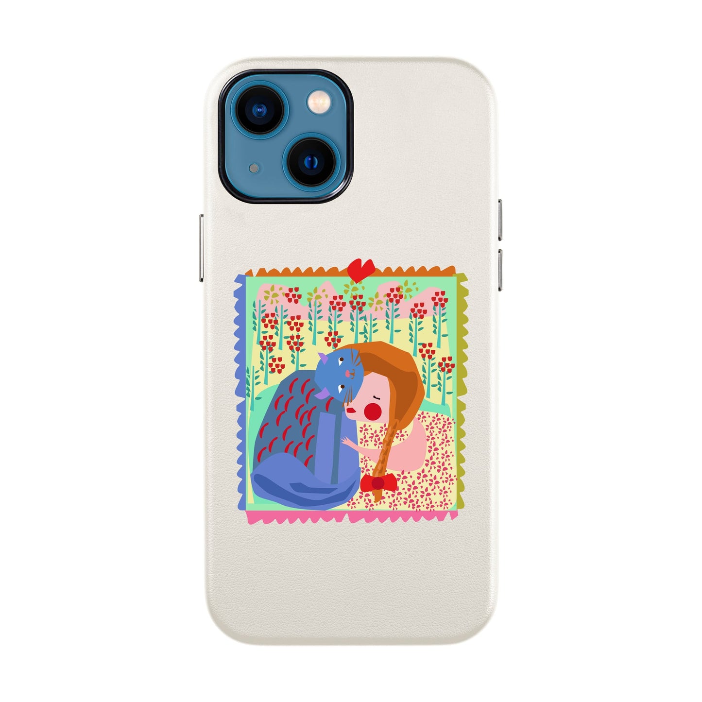 KEDİ POSTA PULU-iPhone 13 Mini Leather Kılıf