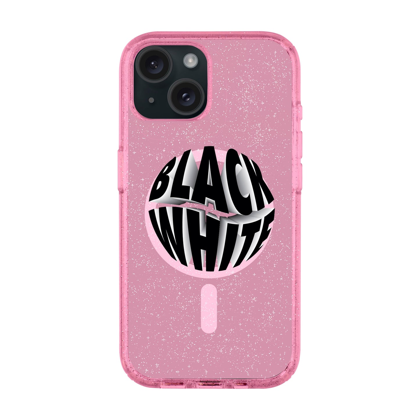 BLACK WHITE-iPhone 15 Shiny Kılıf MagSafe Özellikli