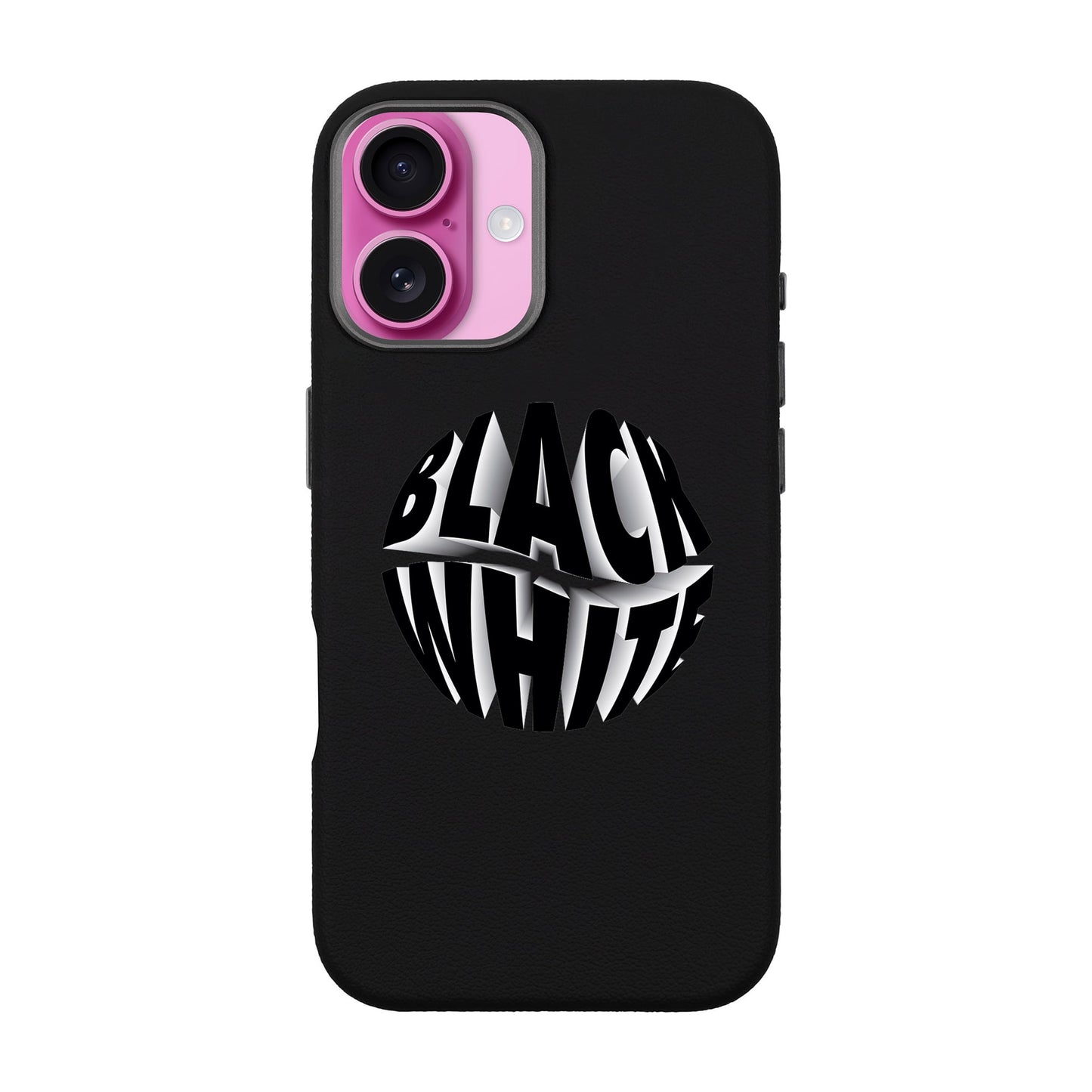 BLACK WHITE-iPhone 16 Plus Leather Premium Kılıf MagSafe Özellikli