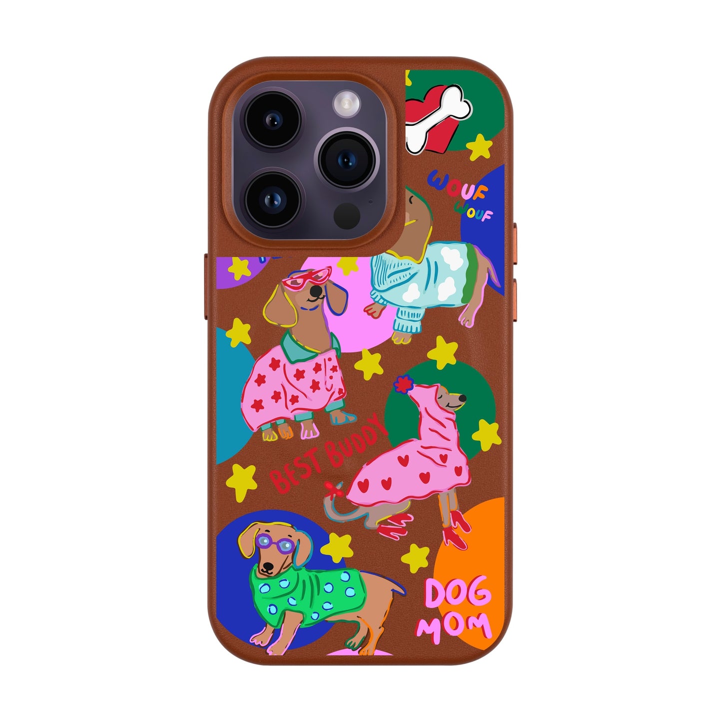 DOG MOM-iPhone 14 Pro Leather Kılıf MagSafe Özellikli