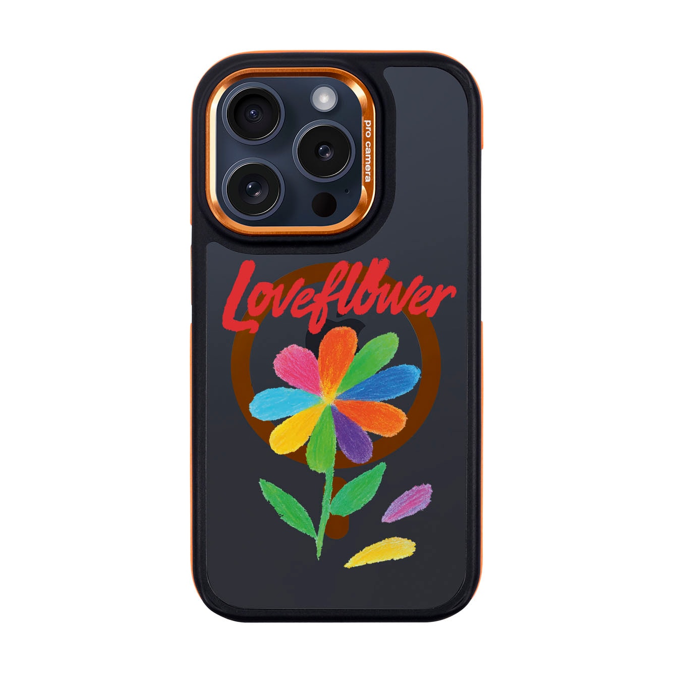 LOVE FLOWER-iPhone 15 Pro Dark Kılıf MagSafe Özellikli