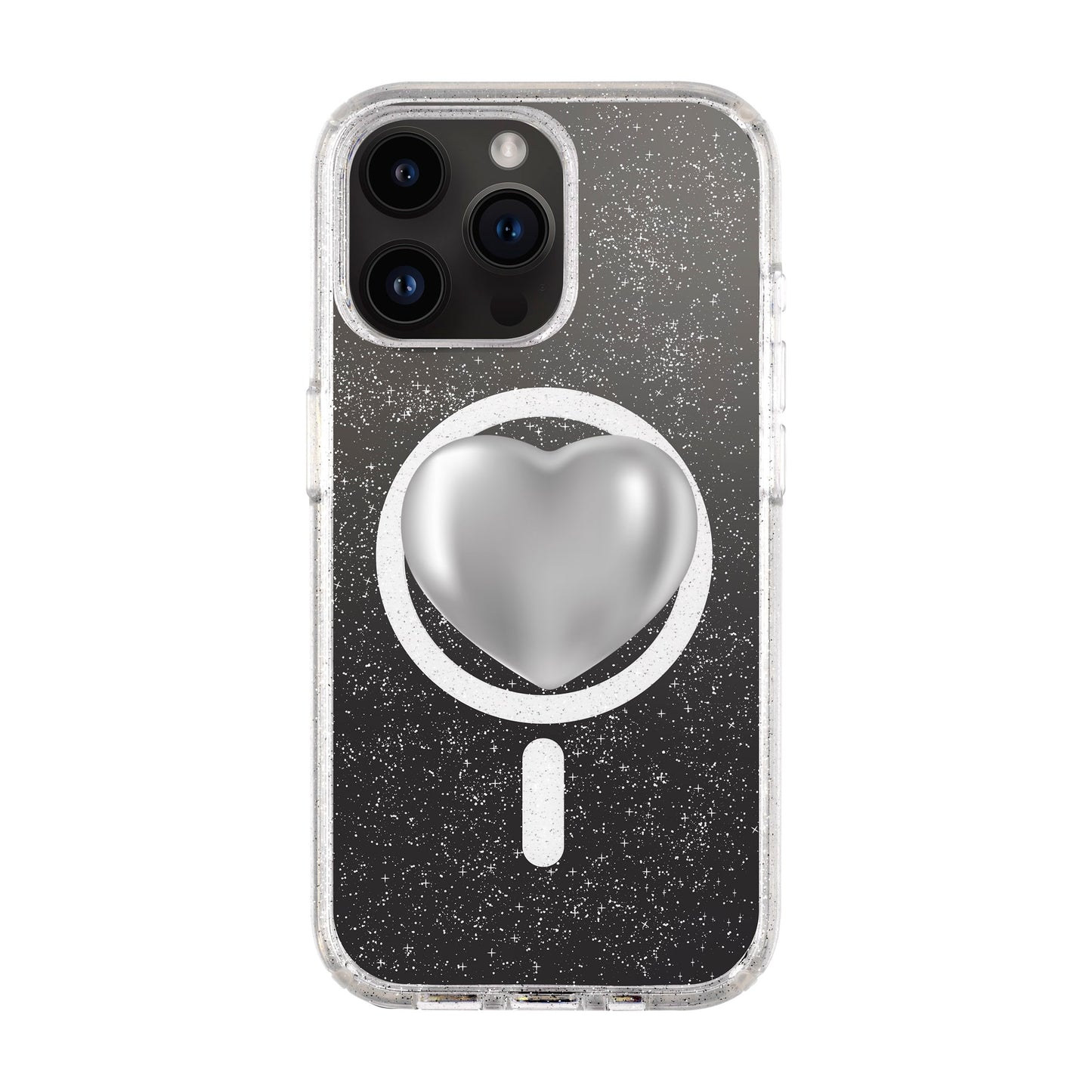 SILVER HEART-iPhone 14 Pro Max Shiny Kılıf MagSafe Özellikli