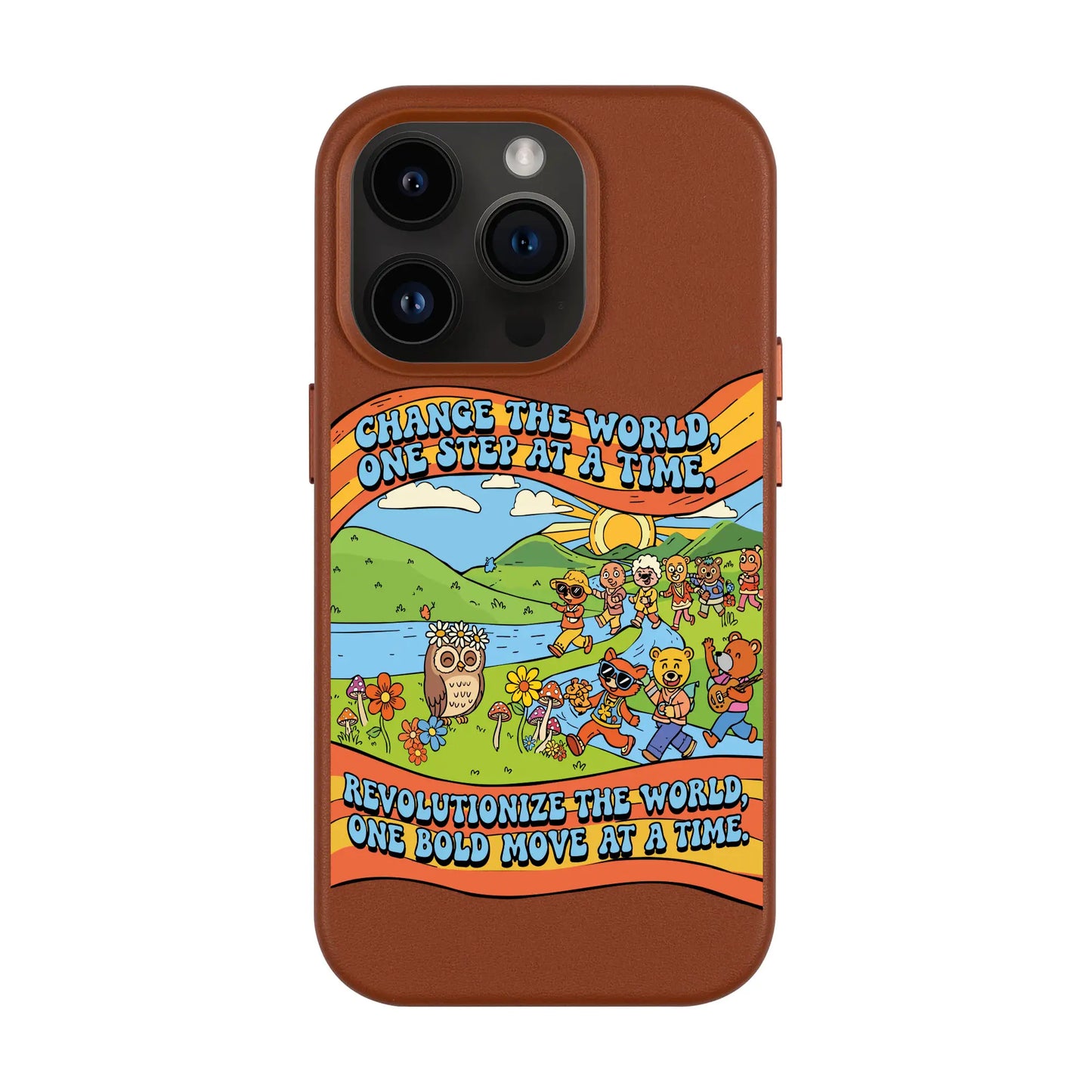 CHANGE THE WORLD-iPhone 14 Pro Leather Kılıf MagSafe Özellikli