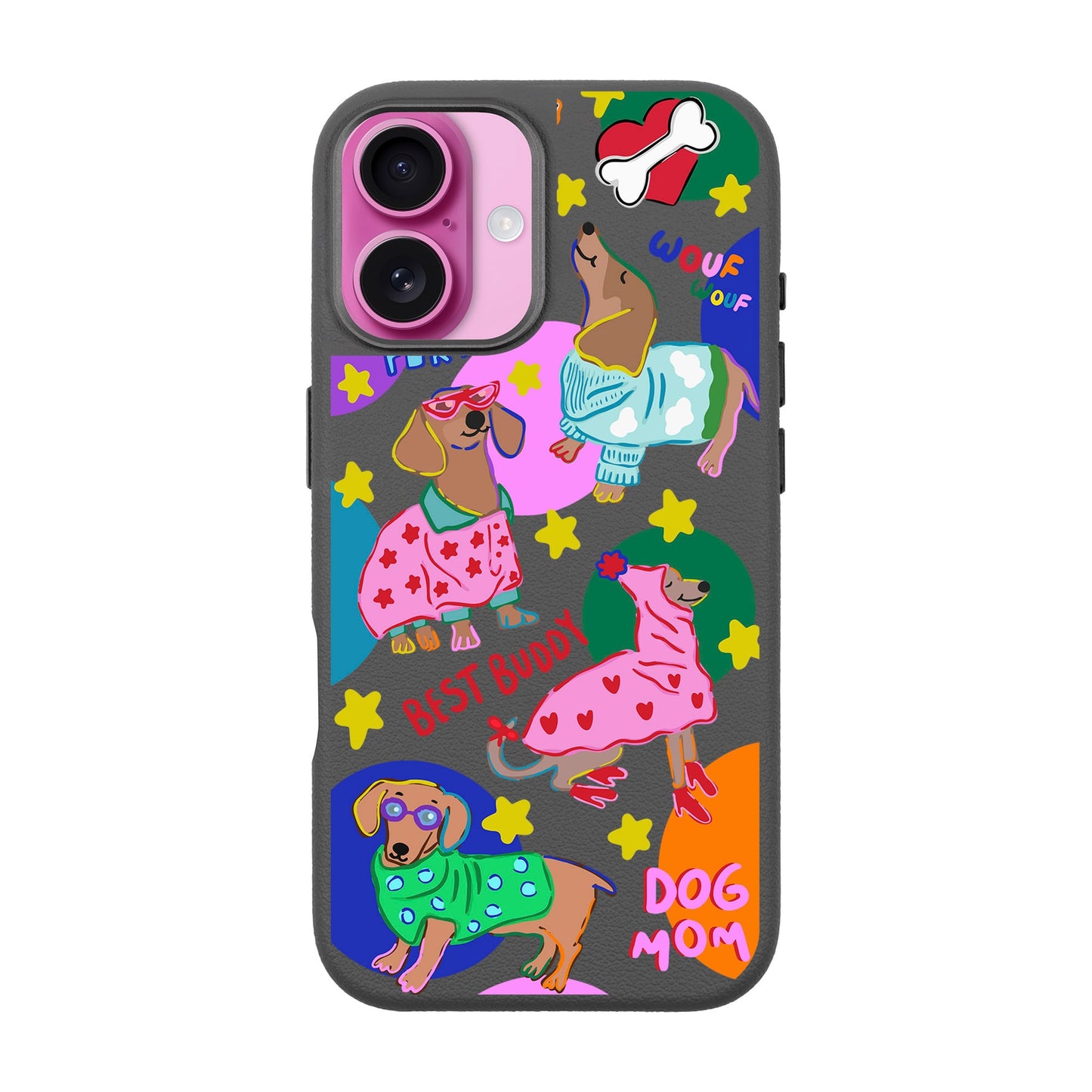 DOG MOM-iPhone 16 Plus Leather Premium Kılıf MagSafe Özellikli