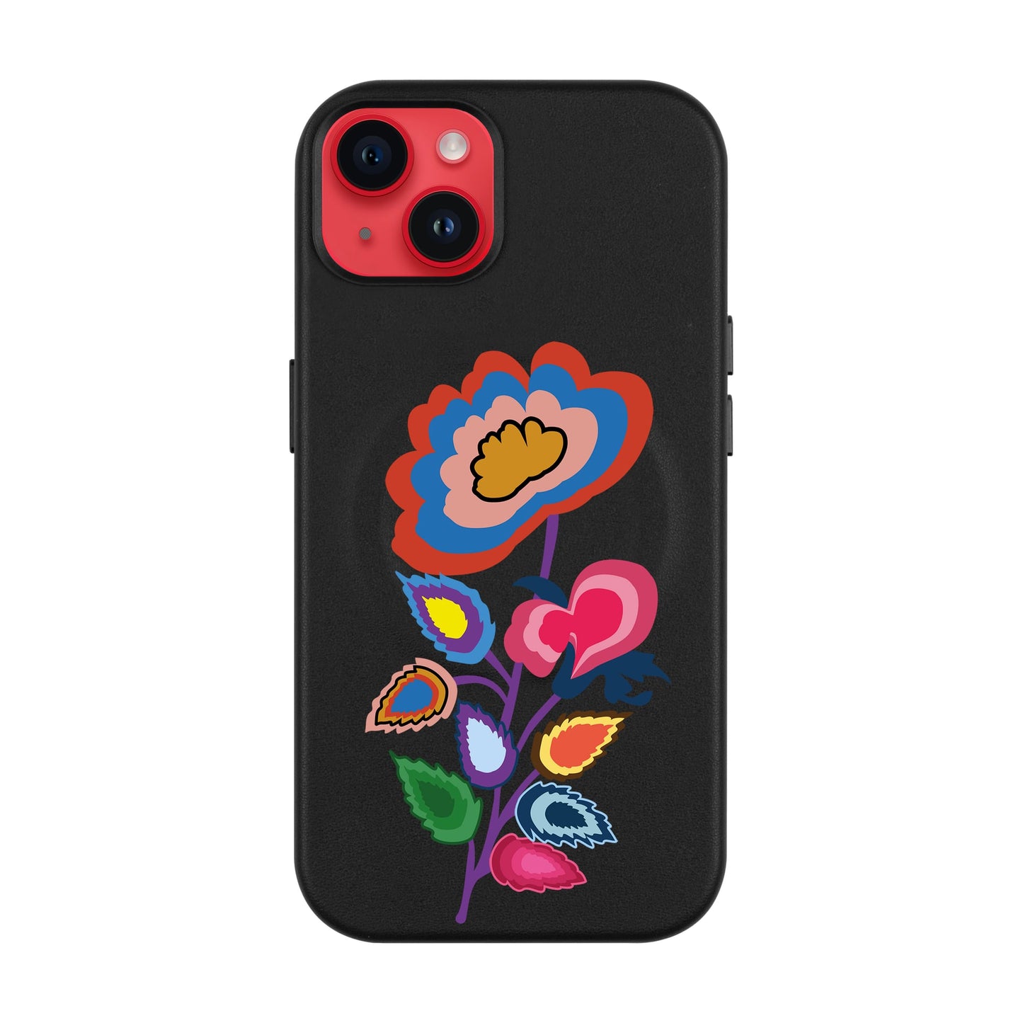 KNITTED FLOWER-iPhone 14 Plus Leather Kılıf MagSafe Özellikli