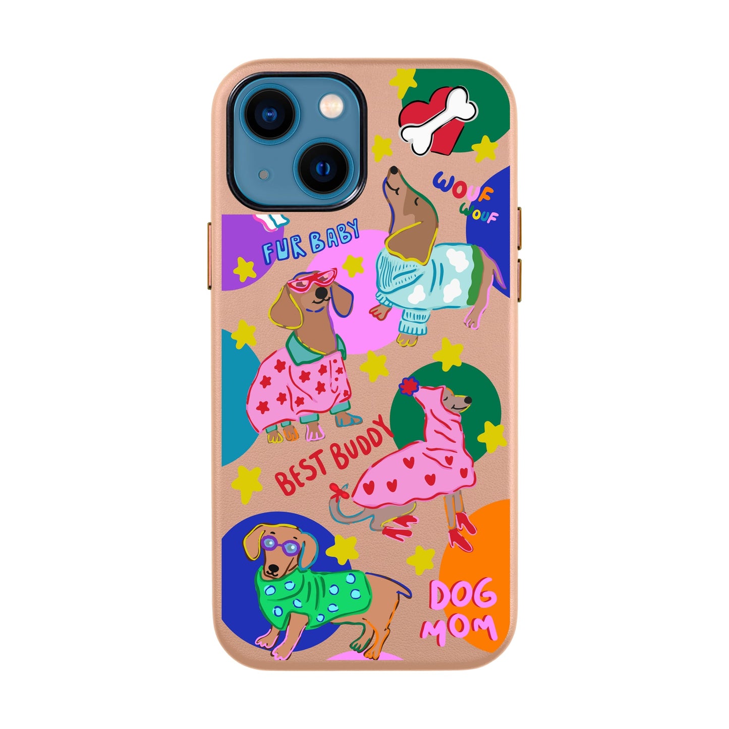 DOG MOM-iPhone 14 Leather Kılıf