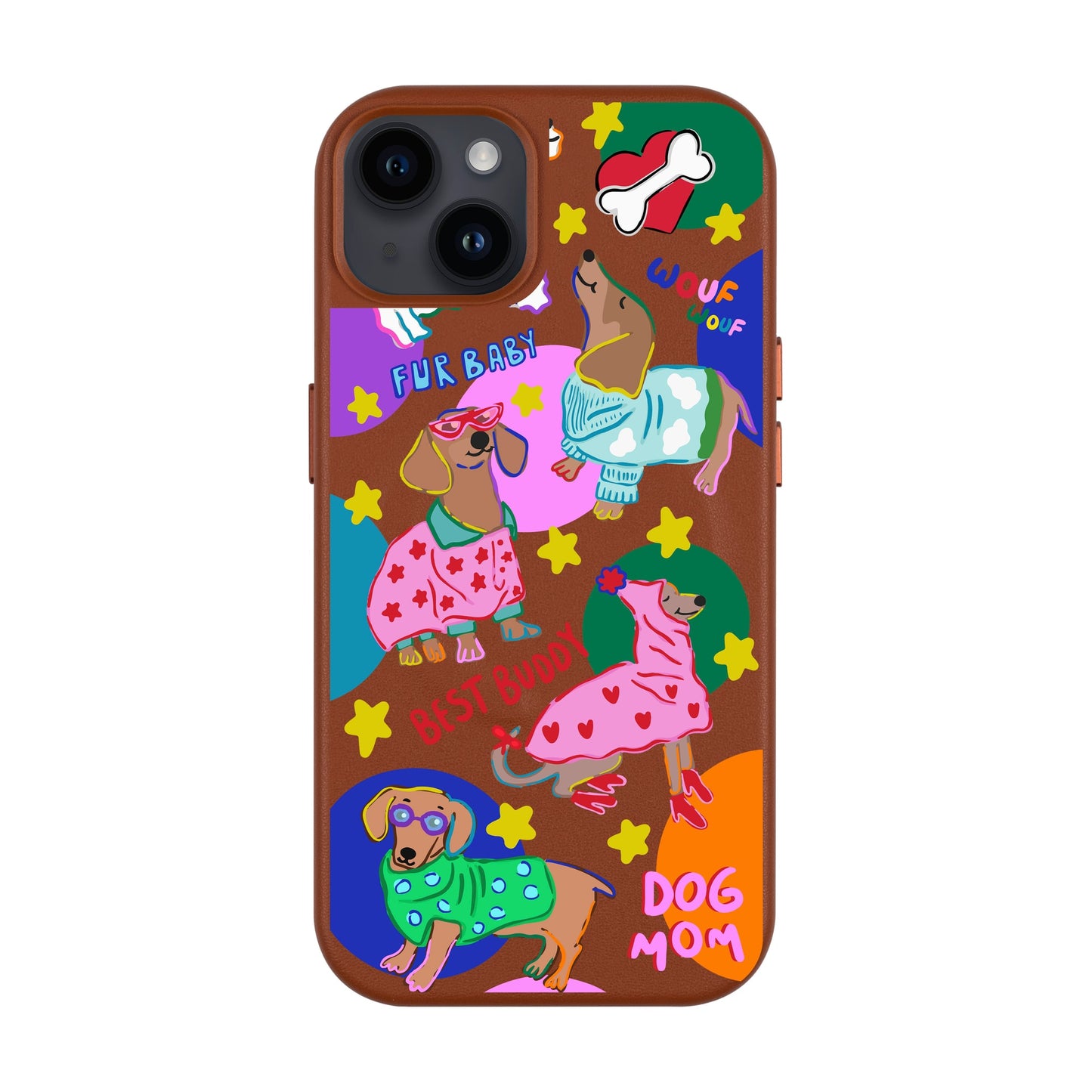 DOG MOM-iPhone 14 Plus Leather Kılıf MagSafe Özellikli