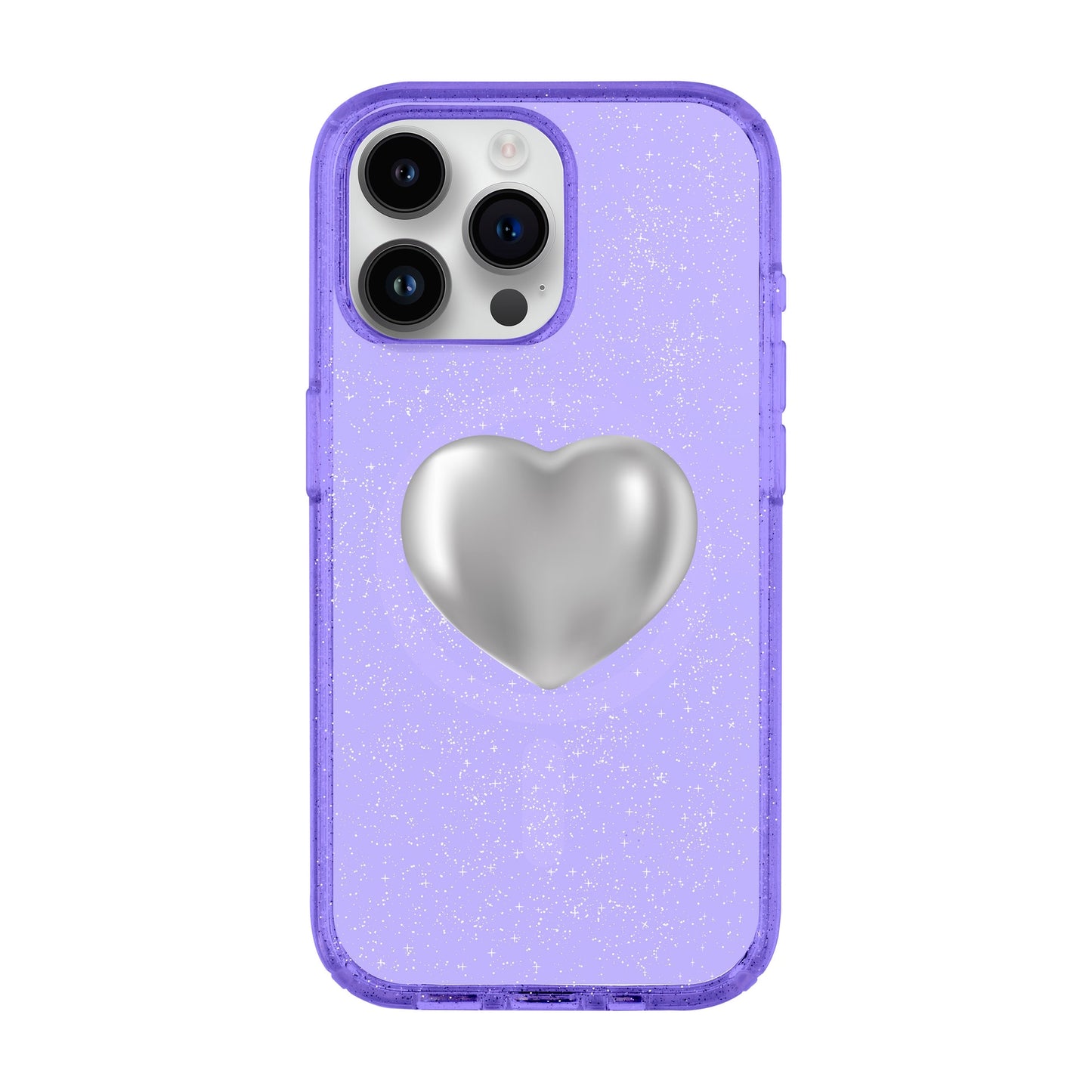 SILVER HEART-iPhone 14 Pro Max Shiny Kılıf MagSafe Özellikli
