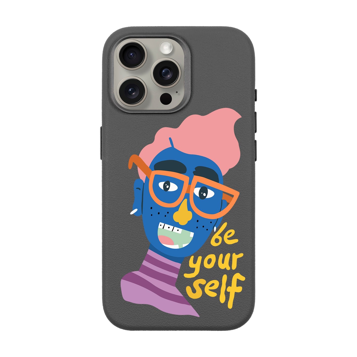 BE YOURSELF-iPhone 15 Pro Max Leather Premium Kılıf MagSafe Özellikli