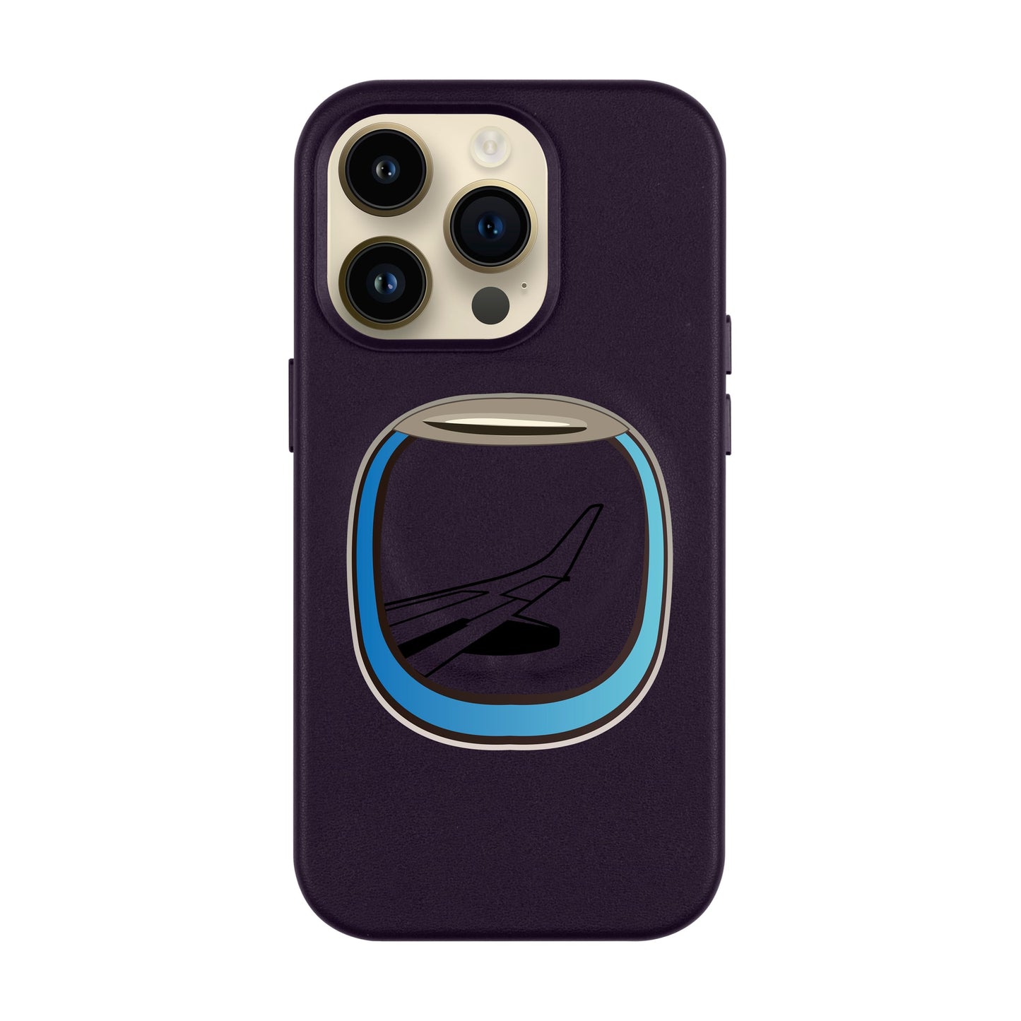 AIRCRAFT WINDOW-iPhone 14 Pro Leather Kılıf MagSafe Özellikli