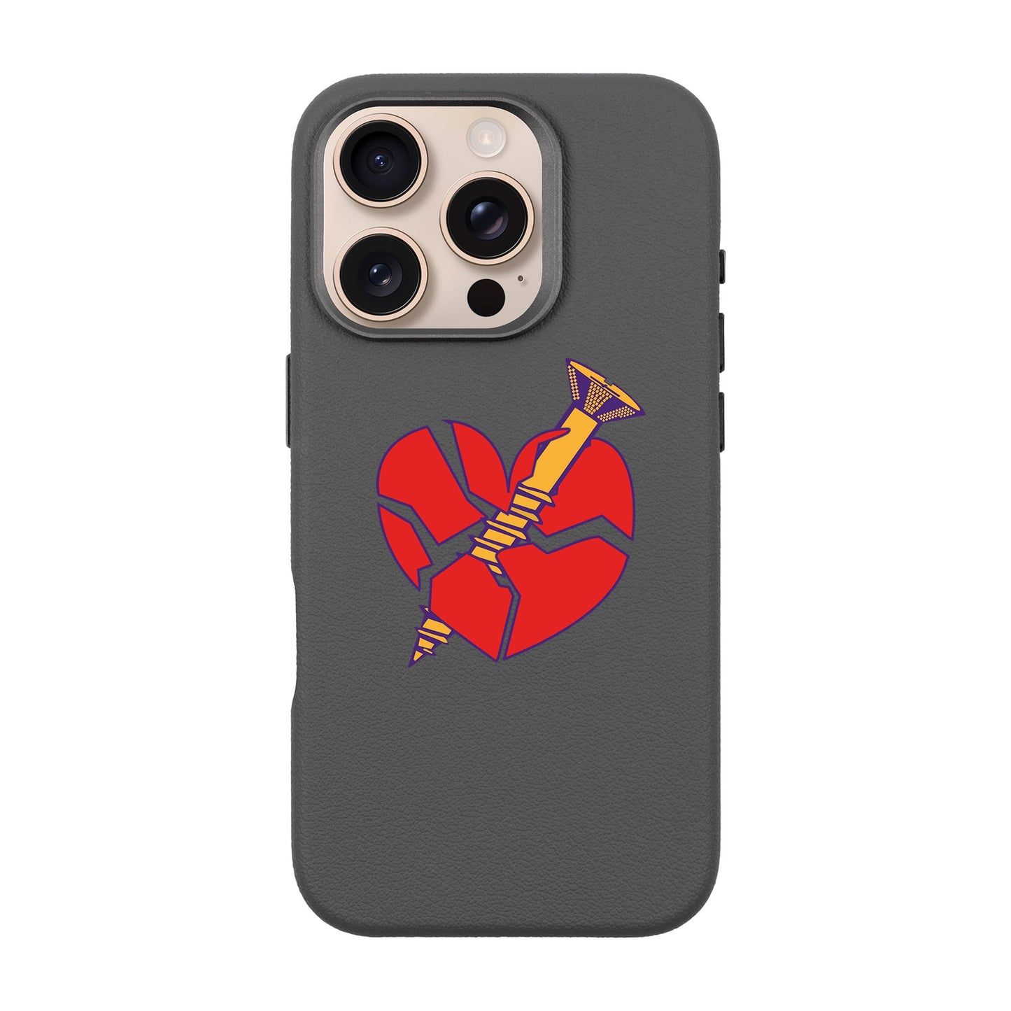 BROKEN HEART-iPhone 16 Pro Leather Premium Kılıf MagSafe Özellikli