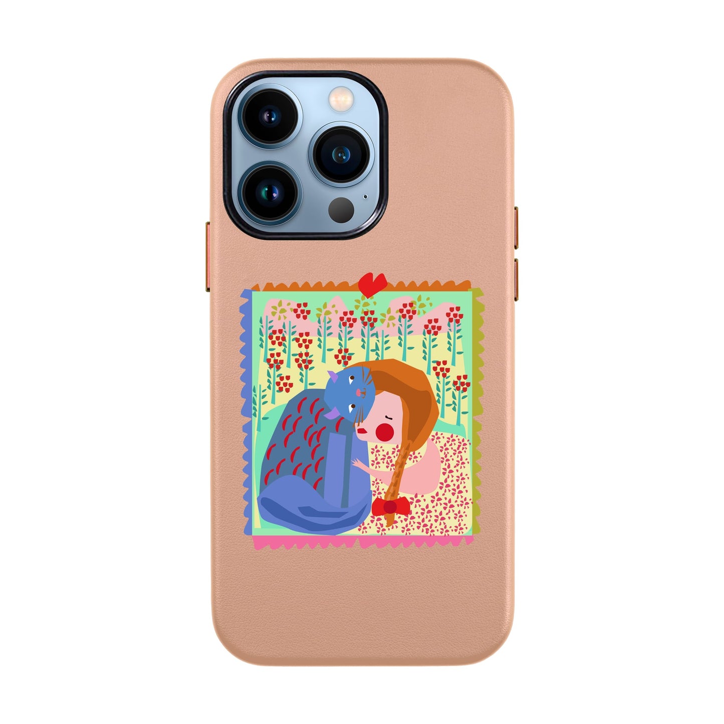 KEDİ POSTA PULU-iPhone 13 Pro Max Leather Kılıf