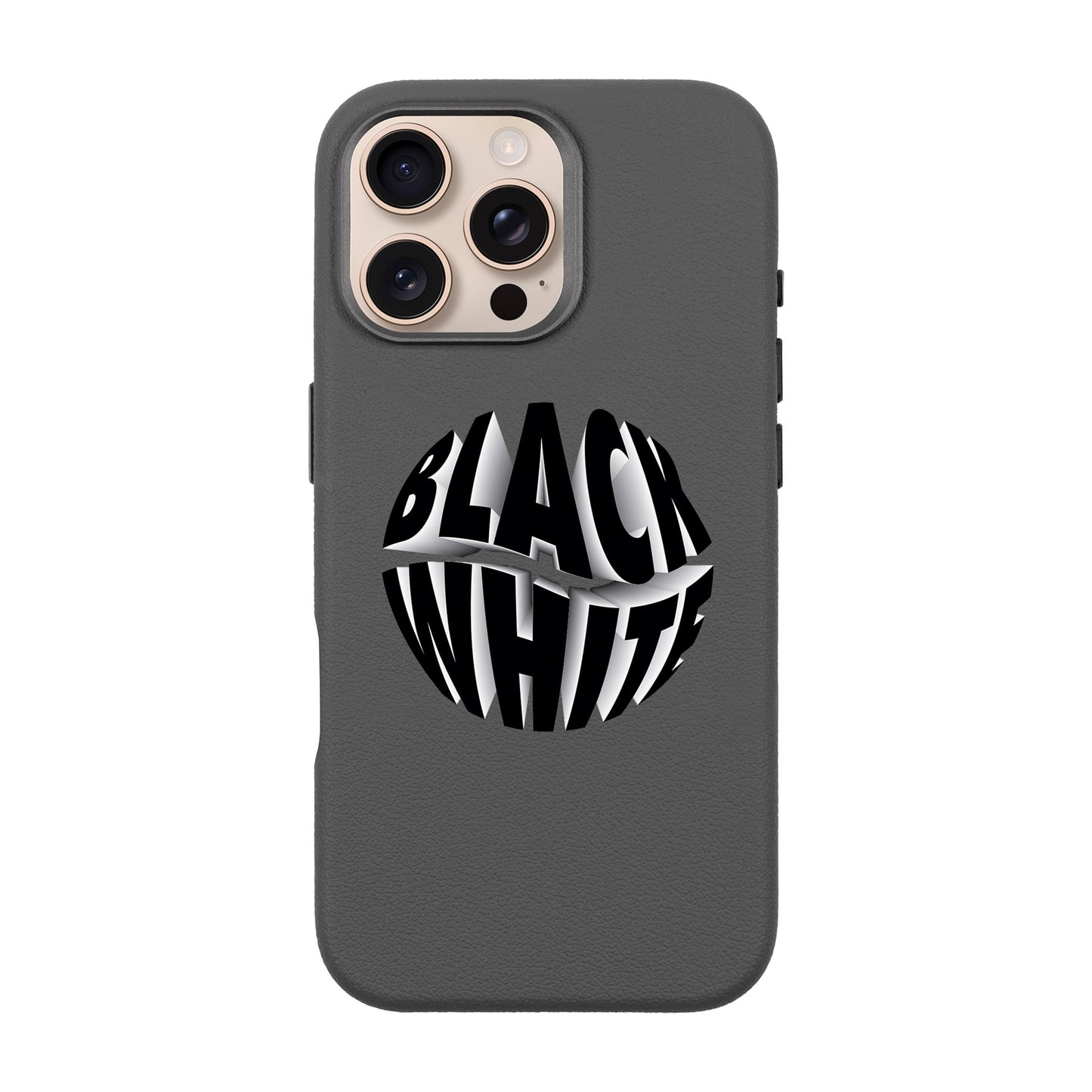 BLACK WHITE-iPhone 16 Pro Max Leather Premium Kılıf MagSafe Özellikli