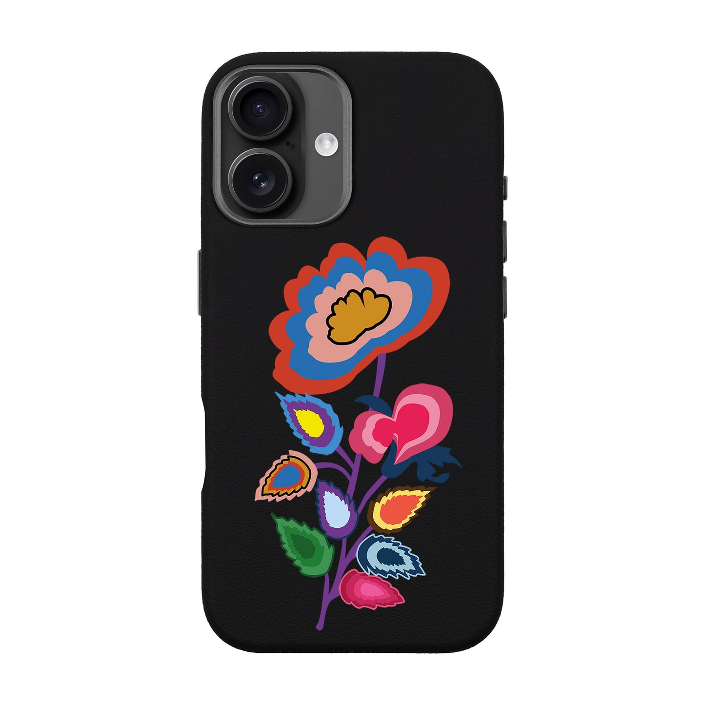 KNITTED FLOWER-iPhone 16 Plus Leather Premium Kılıf MagSafe Özellikli