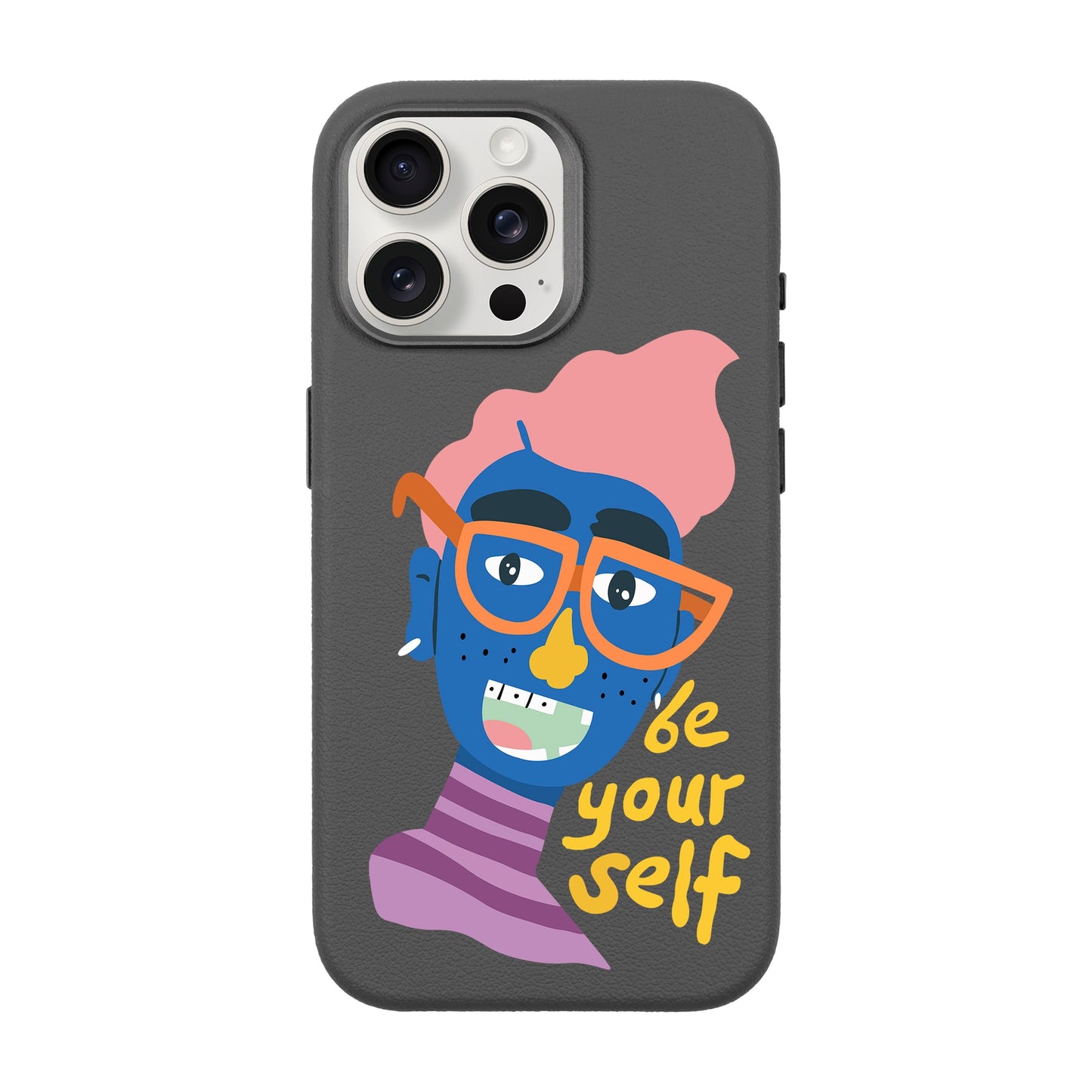 BE YOURSELF-iPhone 15 Pro Max Leather Premium Kılıf MagSafe Özellikli