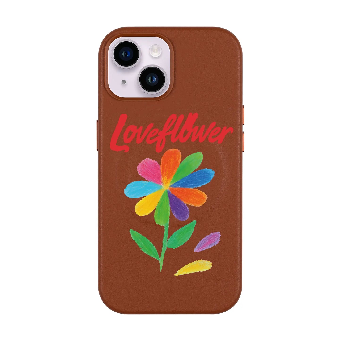 LOVE FLOWER-iPhone 14 Leather Kılıf MagSafe Özellikli