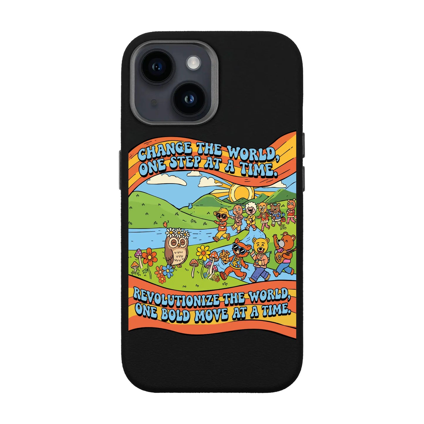 CHANGE THE WORLD-iPhone 14 Leather Premium Kılıf MagSafe Özellikli