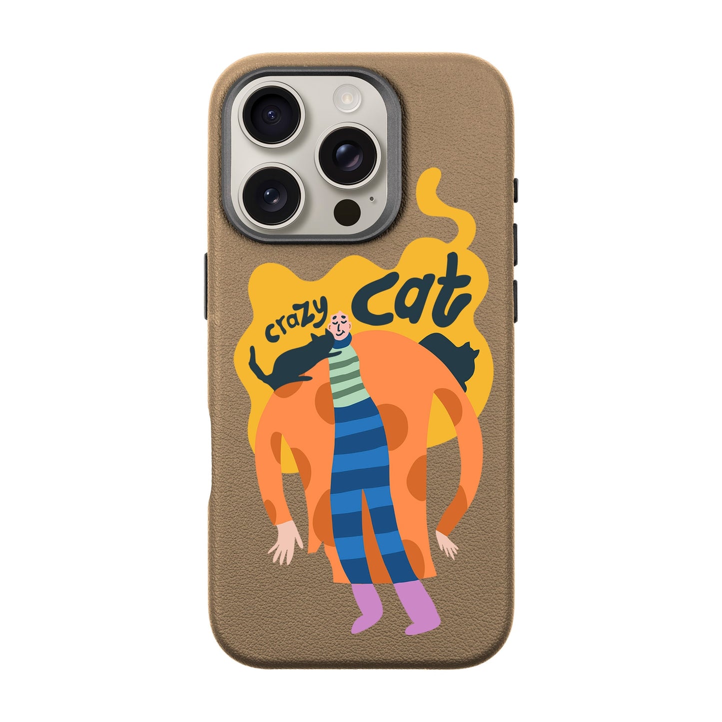 CRAZY CAT-iPhone 16 Pro Leather Premium Kılıf MagSafe Özellikli