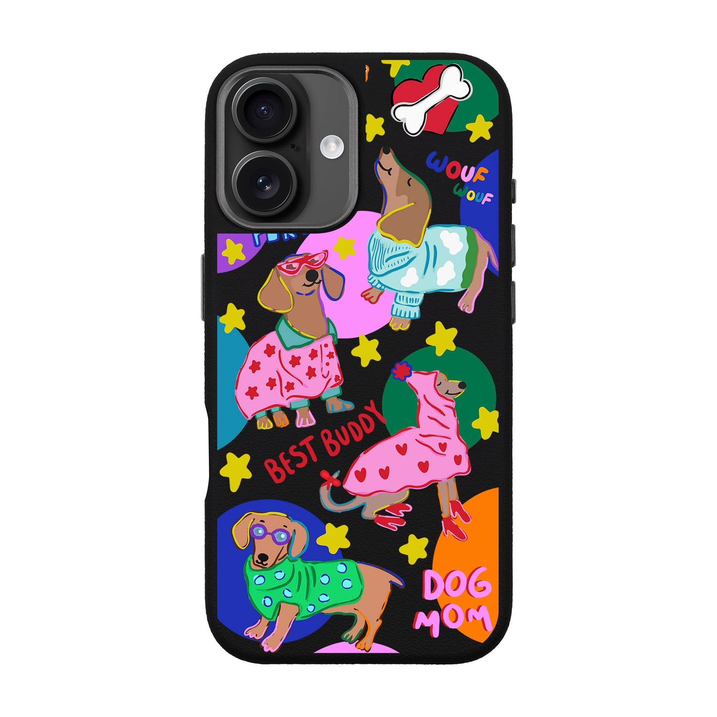 DOG MOM-iPhone 16 Plus Leather Premium Kılıf MagSafe Özellikli
