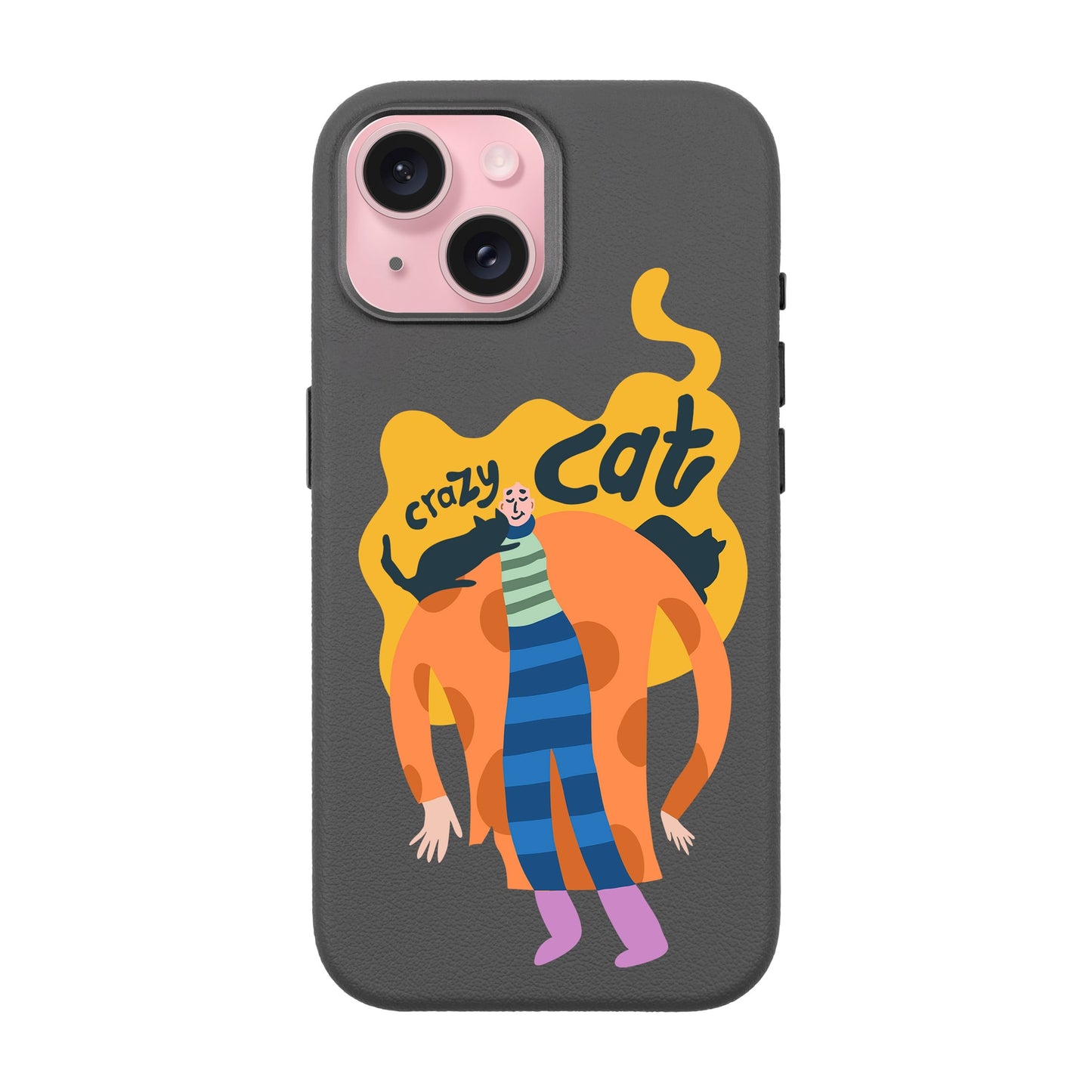 CRAZY CAT-iPhone 15 Leather Premium Kılıf MagSafe Özellikli