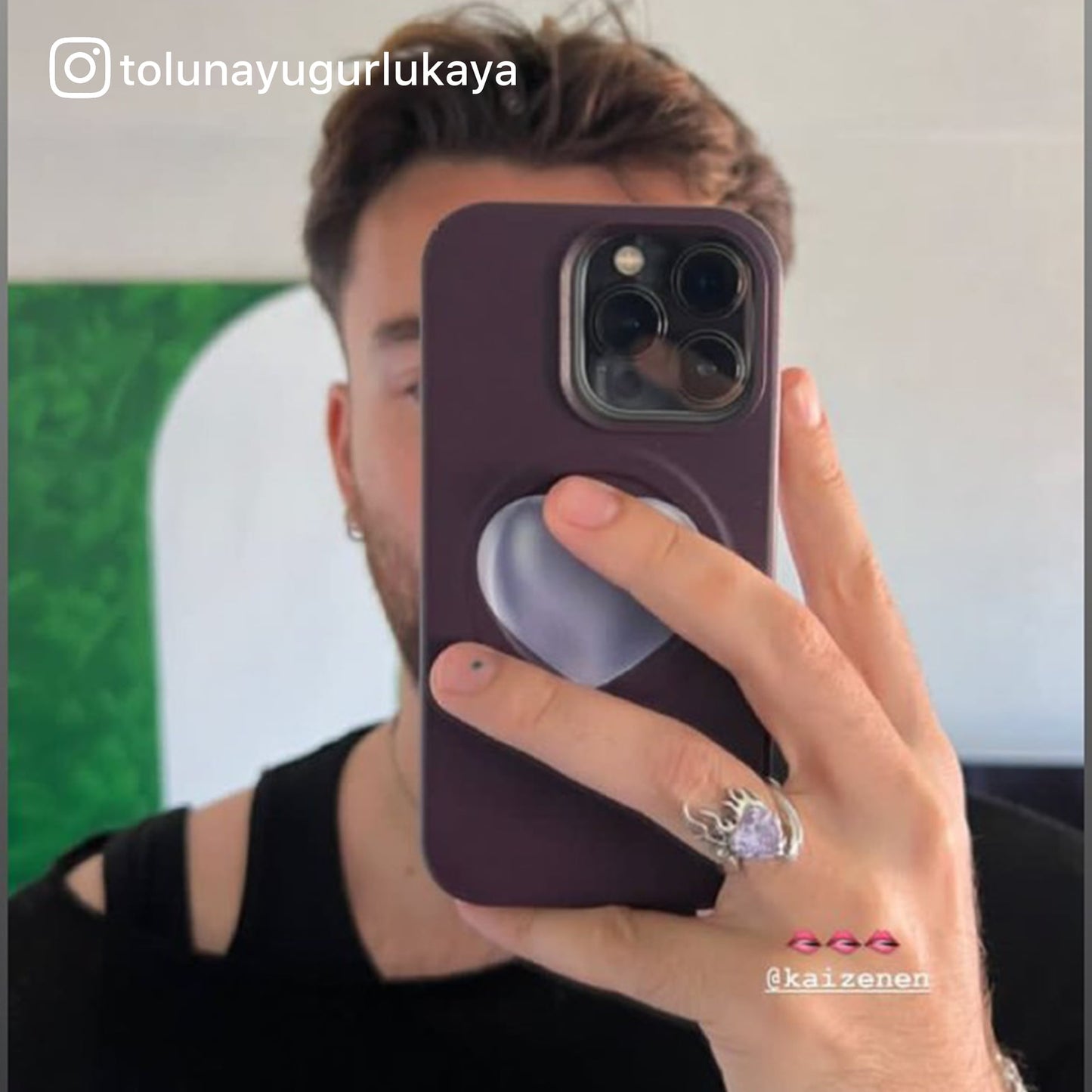 SILVER HEART-iPhone 14 Pro Max Leather Kılıf MagSafe Özellikli
